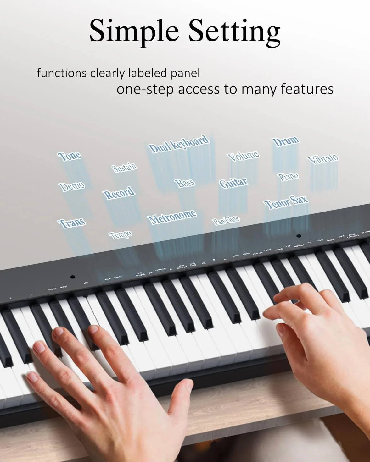Longeye Piano Eléctrico 88 Teclas–Teclado Piano y Portátil con Soporte, Semicontrapesadas, Pedal de Sustain, Atril y Bolsa de Transporte–Blanco(Slim-88)