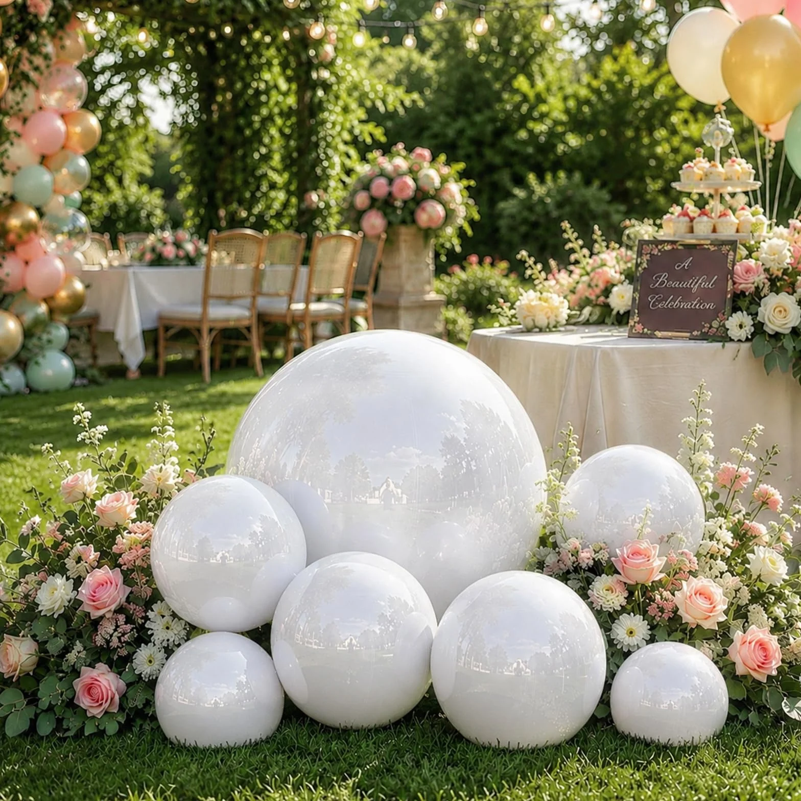 Bola de espejo hinchable (100 cm, bolas grandes, brillantes, decoración navideña