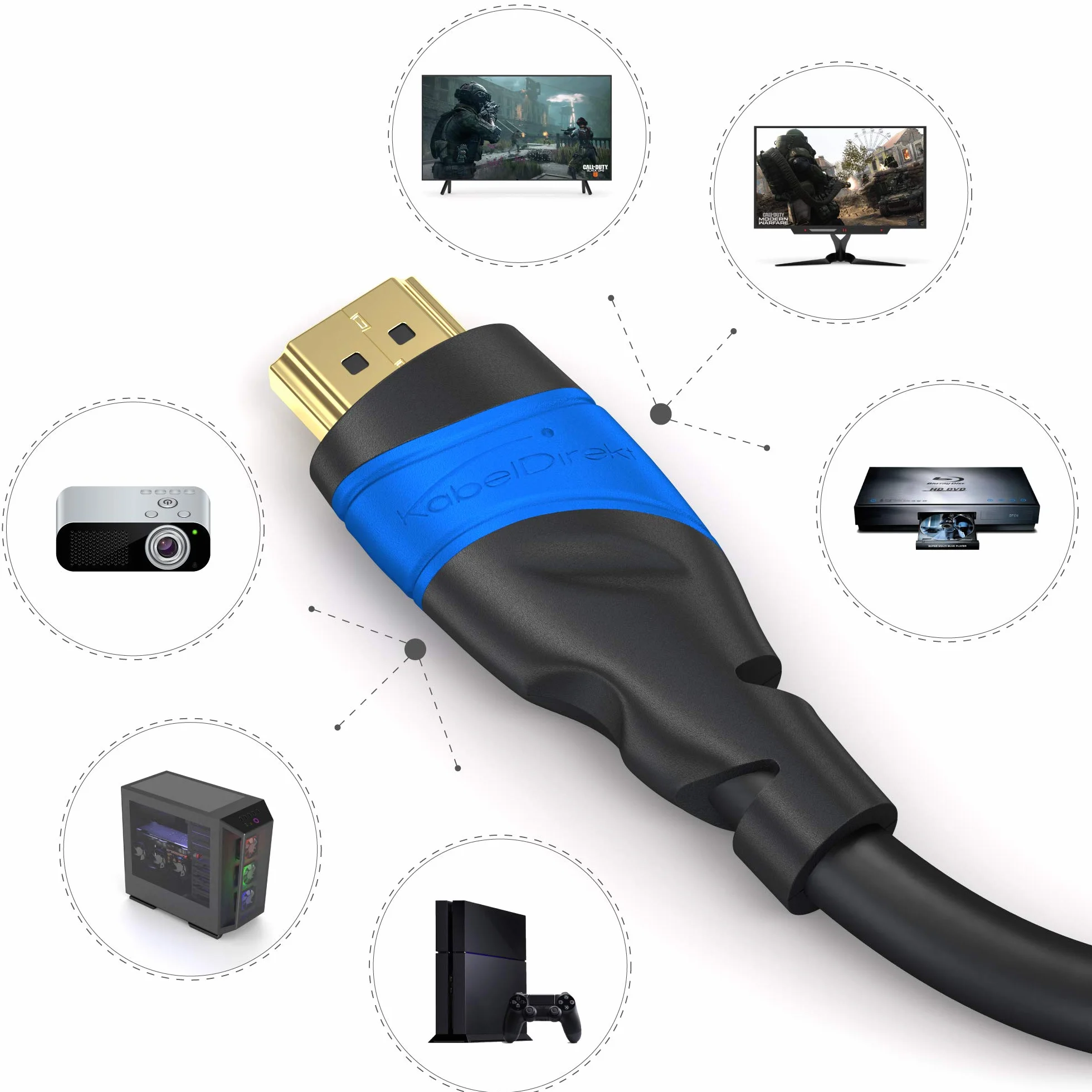 KabelDirekt Cable HDMI 8K 4K 2m Soporta 10K 8K 60Hz 4K 120Hz para TV PC PS5 Xbox Switch