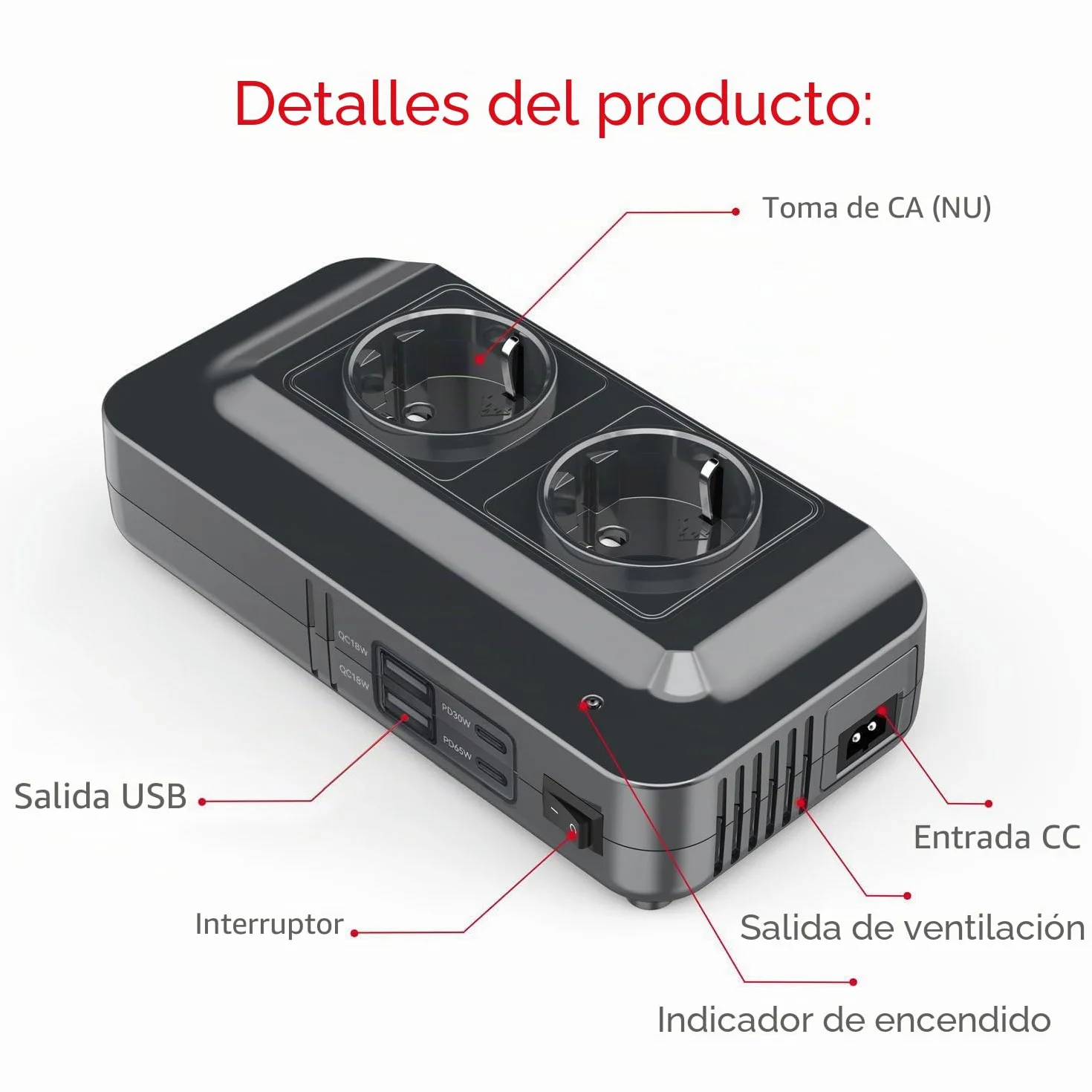 BESTEK - Convertidor de 12 V, 220 V, 230 V, 200 W, Transformador de tensión, 4 Puertos USB y 2 enchufes UE, Cargador de Coche para Camping con múltiples Protecciones y Soft Start