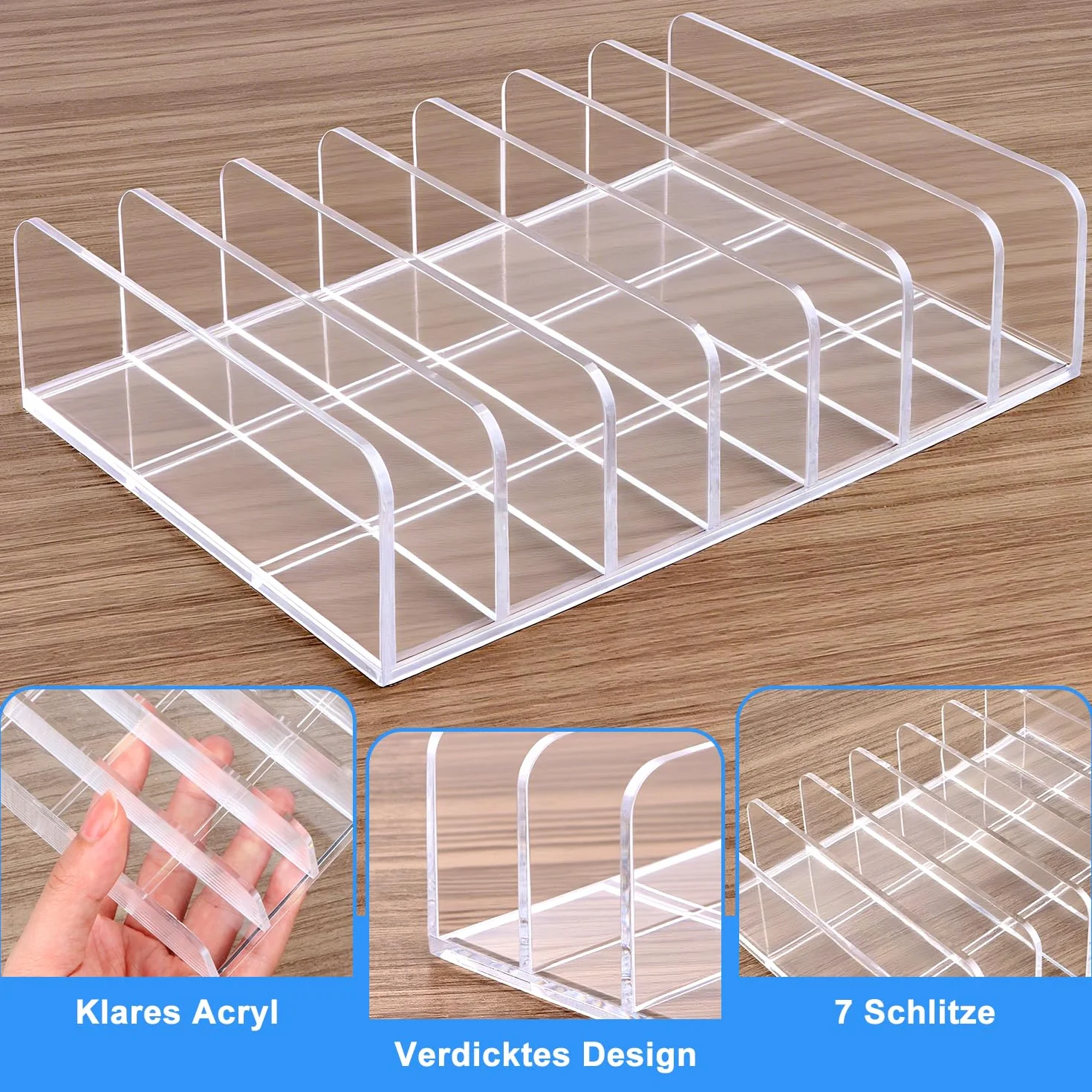 Soporte para Bandeja de CD 4Pcs Organizador de Maquillaje con 7 Compartimentos Soportes para CD de Acrílico Transparente Soporte Organizador de DVD para Casetes Libros Cosméticos