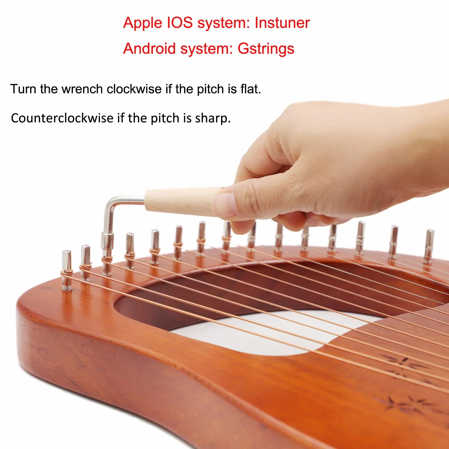 Rayzm Lyre Harp, instrumento lira de caoba de madera maciza con diseño de patente, arpa portátil de 16 cuerdas de metal para adultos/niños/principiantes