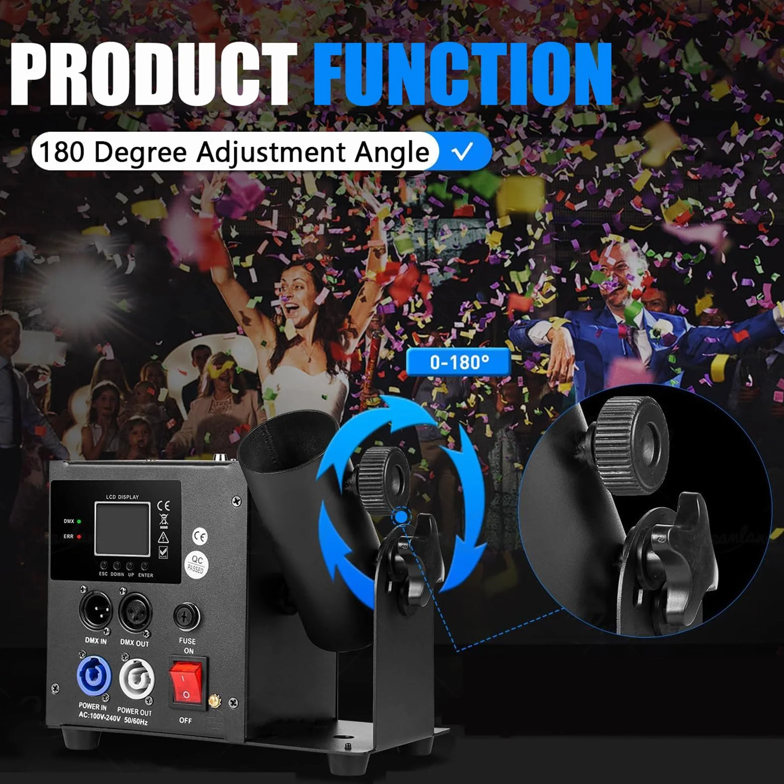 MáQuina De Confeti EléCtrica Profesional, CañóN De Confeti Digital Con Control Dmx Y Mando A Distancia Para Fiestas, Discotecas, Bodas, Escenarios, Conciertos Y Navidad