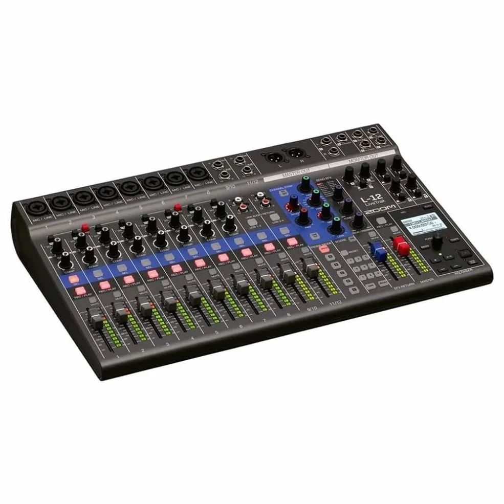 Zoom LiveTrack L-12 Mixer digital & grabador multipista, para música, podcasting y más, 12 entradas/14 canales de grabación en SD, interface de audio 14-in/4-out, 5 salidas de auriculares