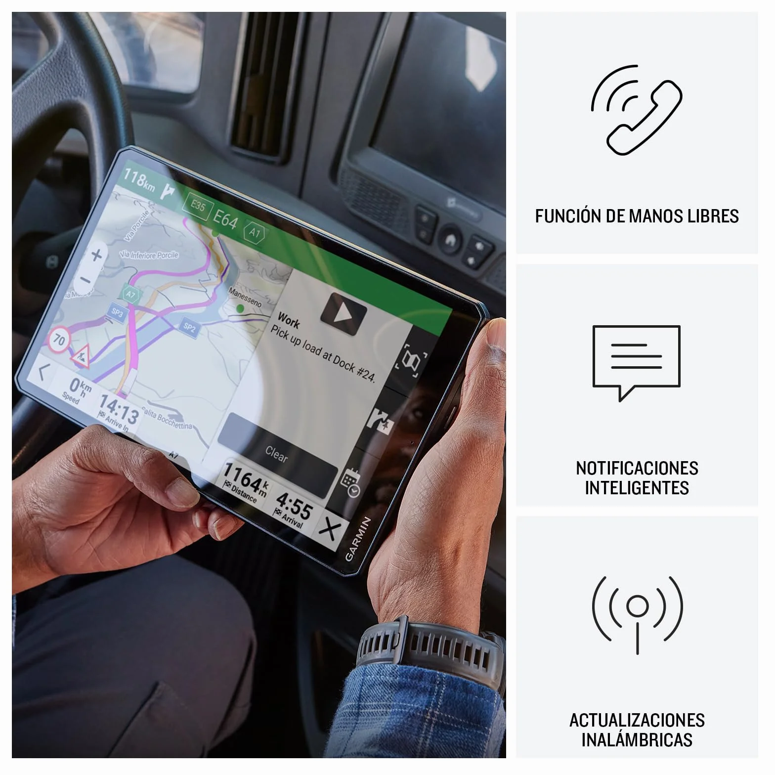 Garmin dēzl LGV720 GPS para camión 7'' Pantalla Brillante Mapas EU Tráfico Tiempo Real