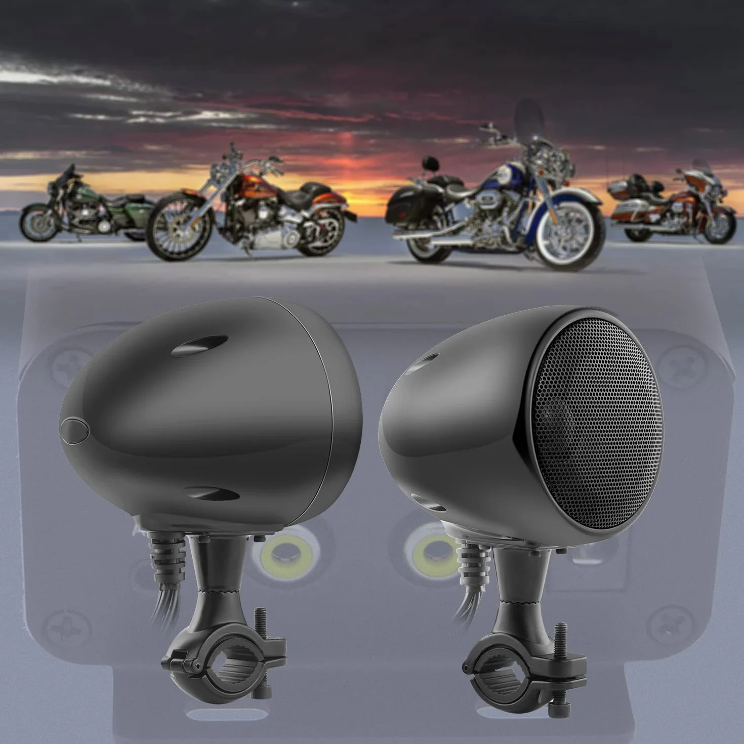 iMESTOU Amplificador de Motocicleta Sistema de Audio con AUX, MP3, Radio FM, 4 Pulgadas Rango Completo Impermeable Bluetooth Altavoces estéreo, Apto para Manillar de 1 a 1.5 Pulgadas, Motocicletas