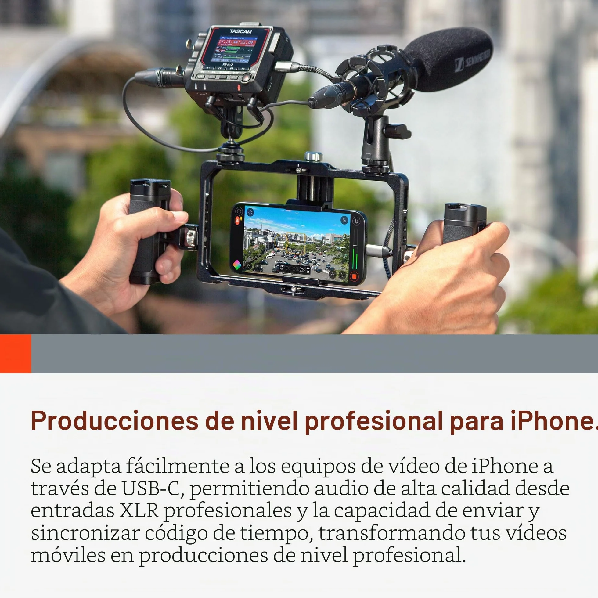 TASCAM FR-AV2 – Grabador de campo compacto de 32 bits Float y generador de código de tiempo con mezclador