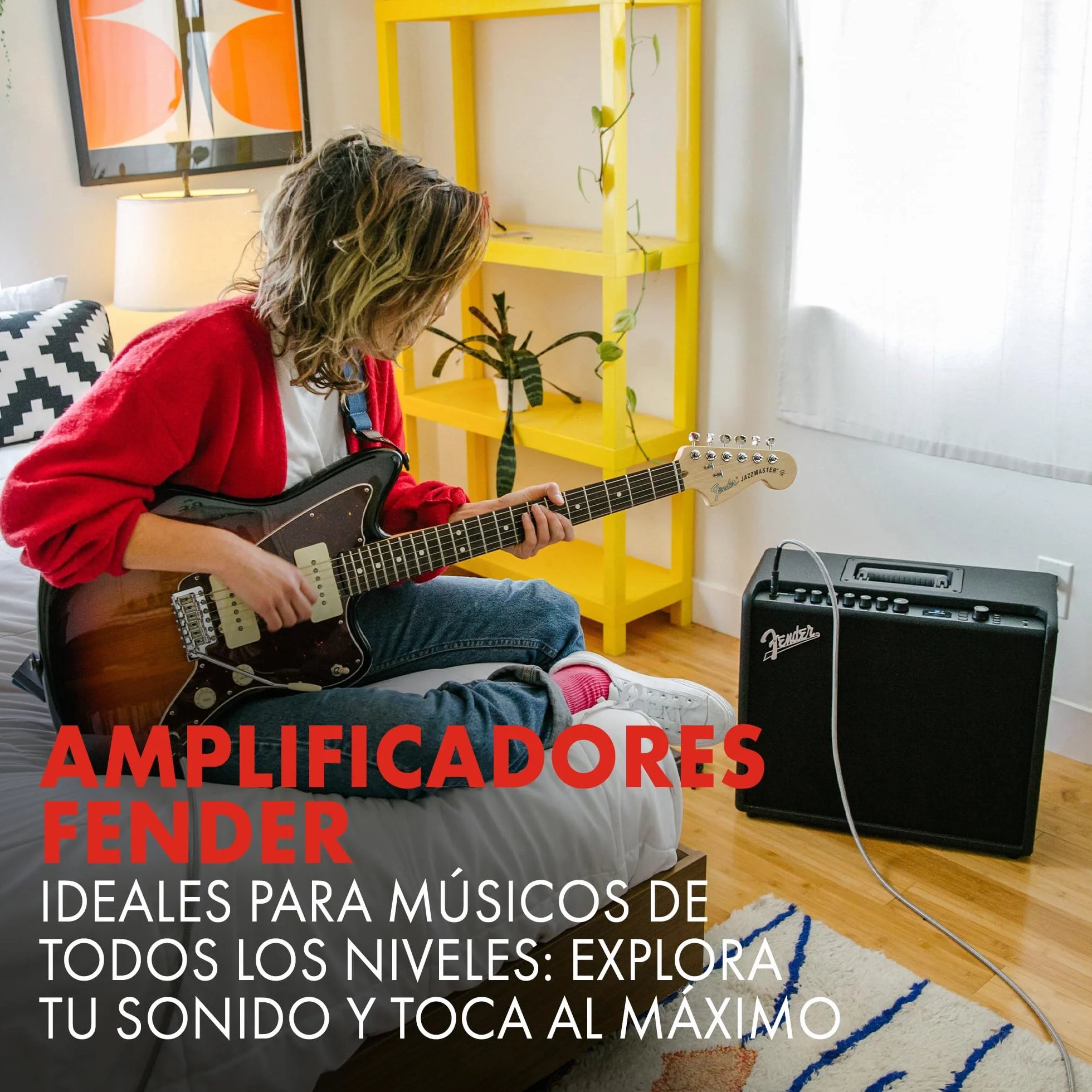 Amplificador de Guitarra Fender Mustang LT25 en Rojo Vino: Tonos versátiles, 60 preajustes, 20 Tipos de Amplificador, 25 Efectos