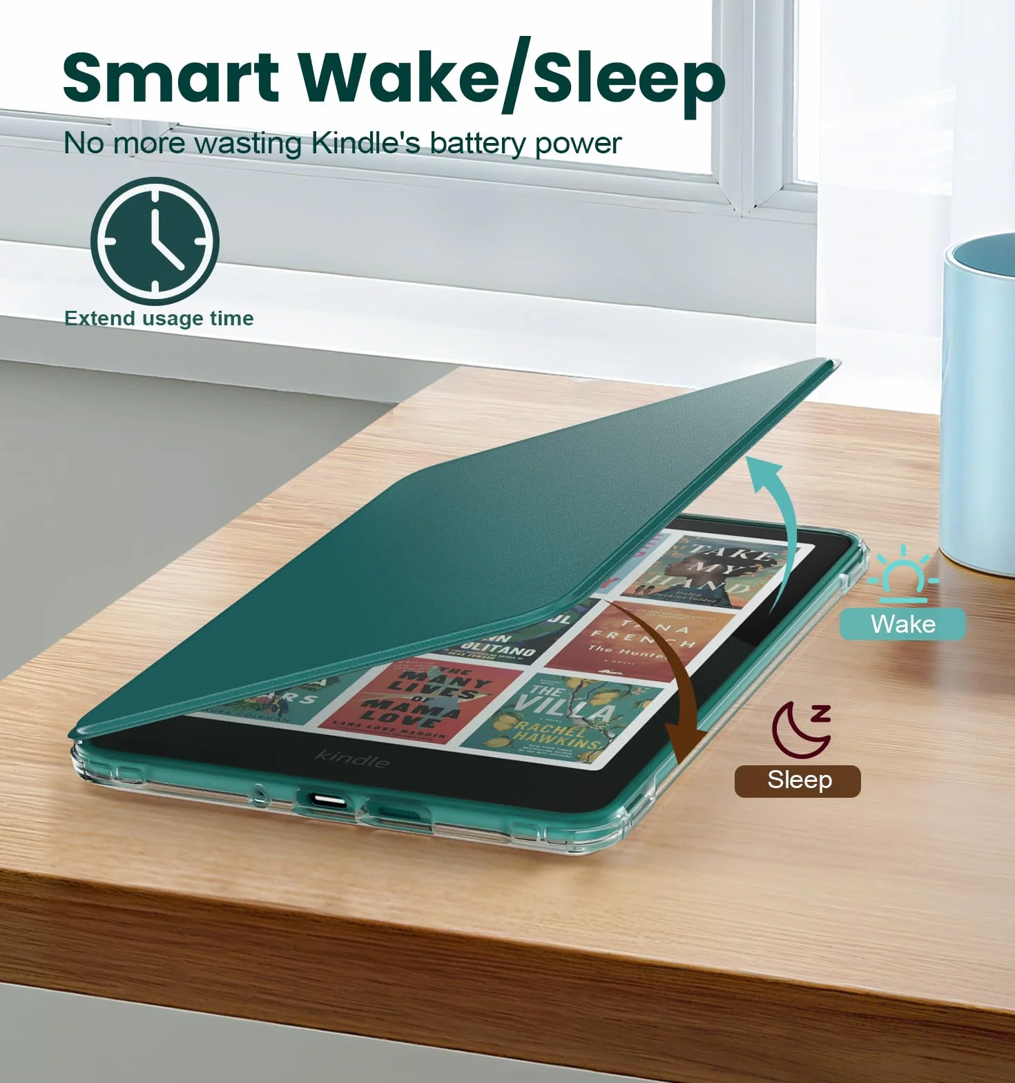 MoKo Funda Magnética para Kindle Paperwhite 12ª Generación 2024 & Kindle Colorsoft 2024/2025, Verde Jade