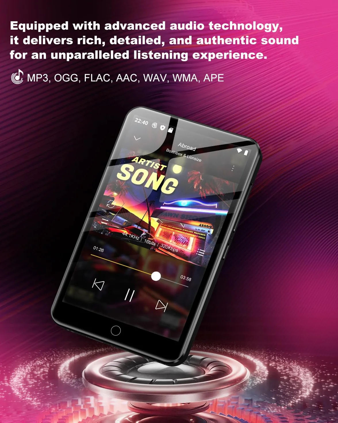 Reproductor MP3 de 80 GB con Spotify, WiFi y Bluetooth, Pantalla táctil ZAQE de 4 Pulgadas, Reproductor MP4 con Android 13, Compatible con Audible, Radio FM, Amazon Music, Deezer,Play Store