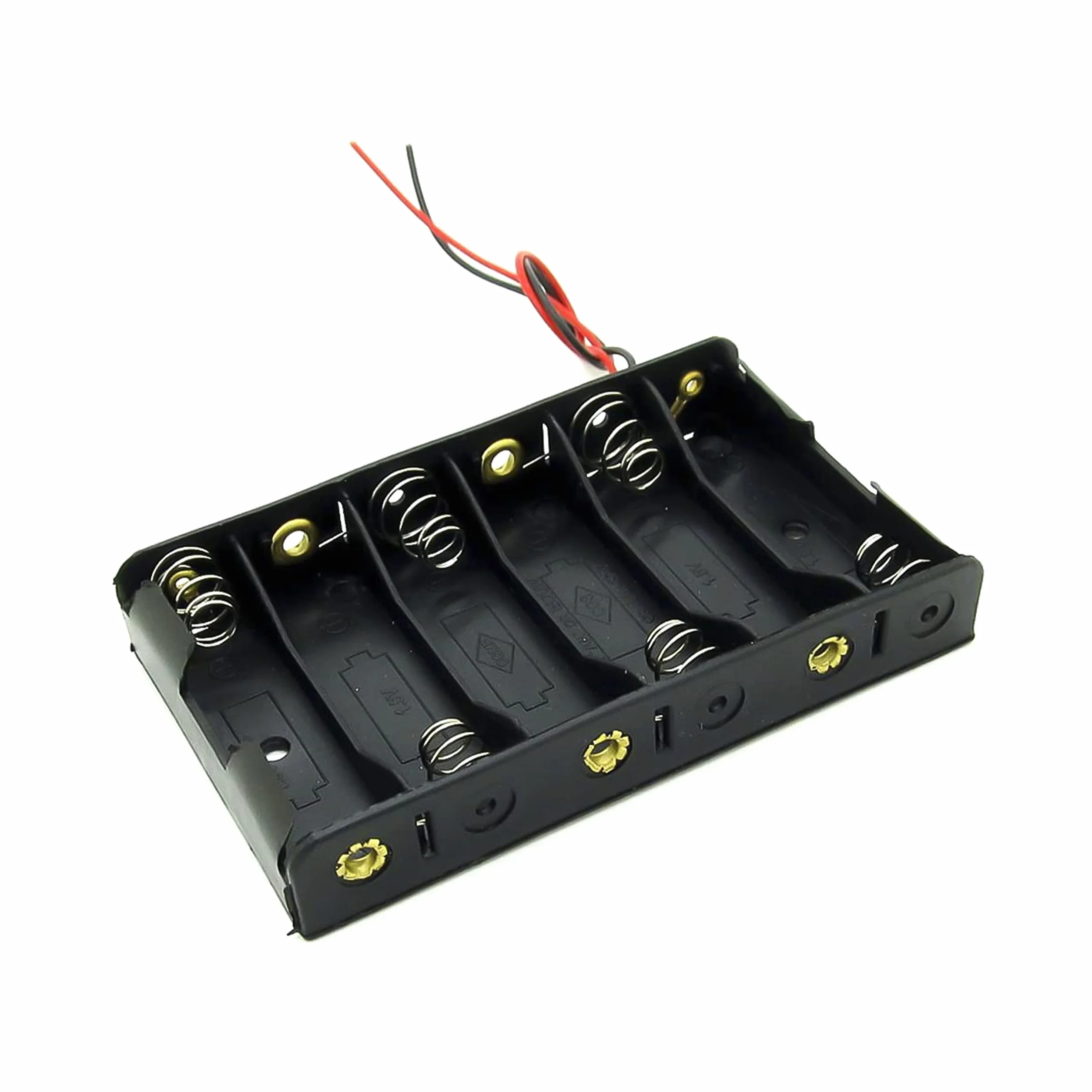 4X Armature - Caja de soporte para 6 pilas AA LR06 con cables negro y rojo acoplador
