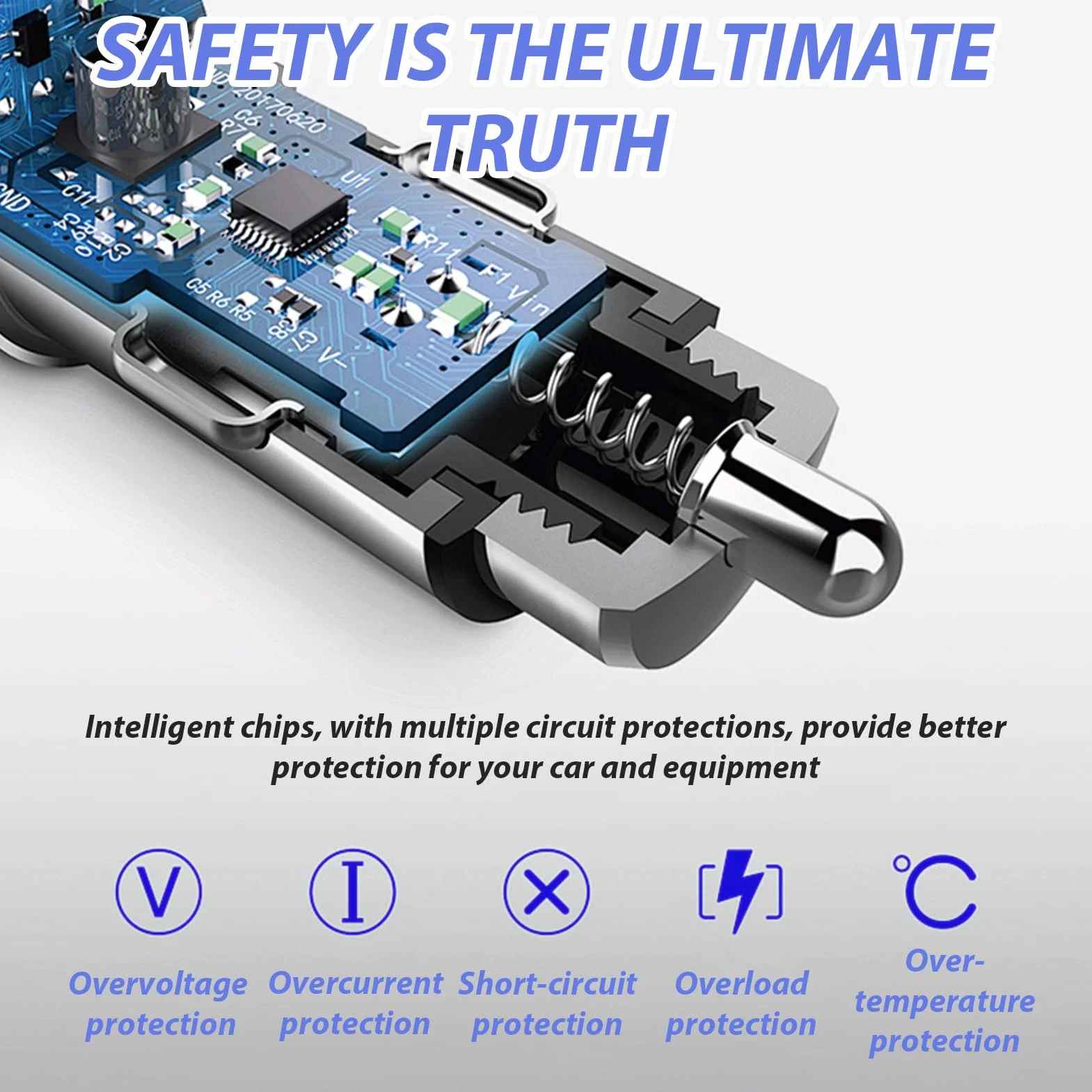Transmisor FM para Coche - Adaptador Bluetooth 5.0 - Bluetooth para Coche - Reproductor MP3 - Transmisor FM Metálico - Dual - Llamadas Manos Libres, Cargador Rápido para Mechero QC 3.0
