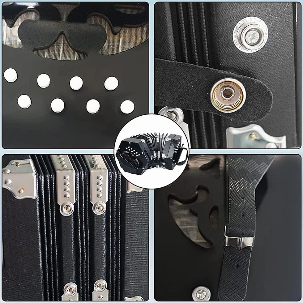 Acordeón Concertina De 20 Botones, Con Bolsa De Transporte, Correa De Mano Ajustable, For Adultos, Niños, Principiantes, Práctica Diaria, Puesta En Escena