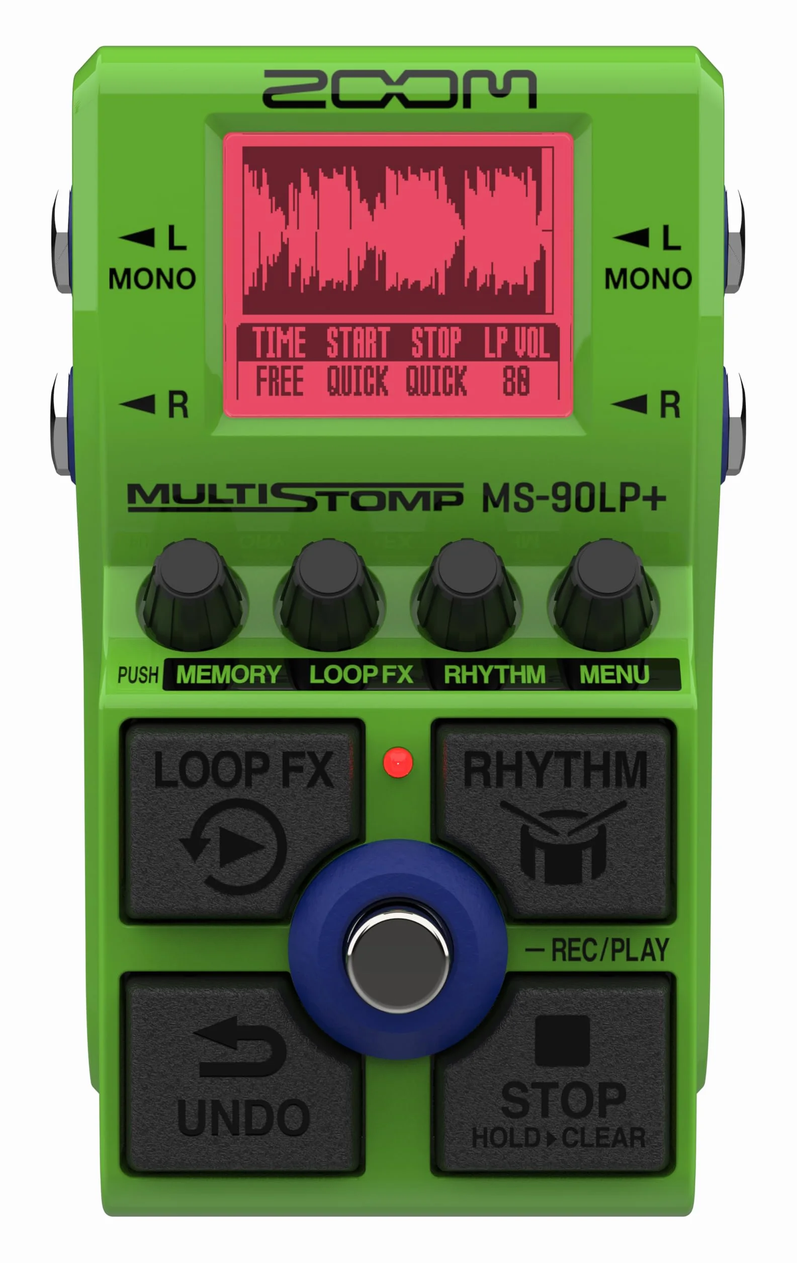 Zoom - MS-90LP+ pedal looper estéreo para guitarra, bajo y teclados - 100 bucles 90 min por bucle máx. 13 horas de grabación 32-bit float capas, efectos y patrones rítmicos, verde