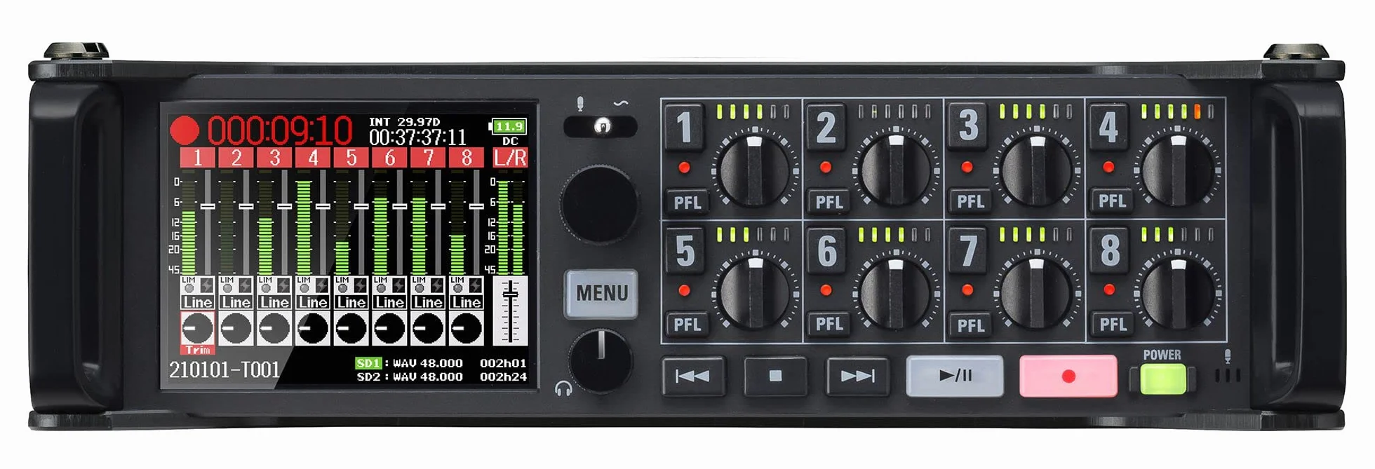 Zoom F8n Pro Grabadora/Mixer de Campo Profesional, grabación a 32-bit/192 kHz, 10 Canales, 8 entradas XLR/TRS, timecode, Modo Ambisonics, Alimentado por Pilas/batería, Doble Ranura para Tarjetas SD