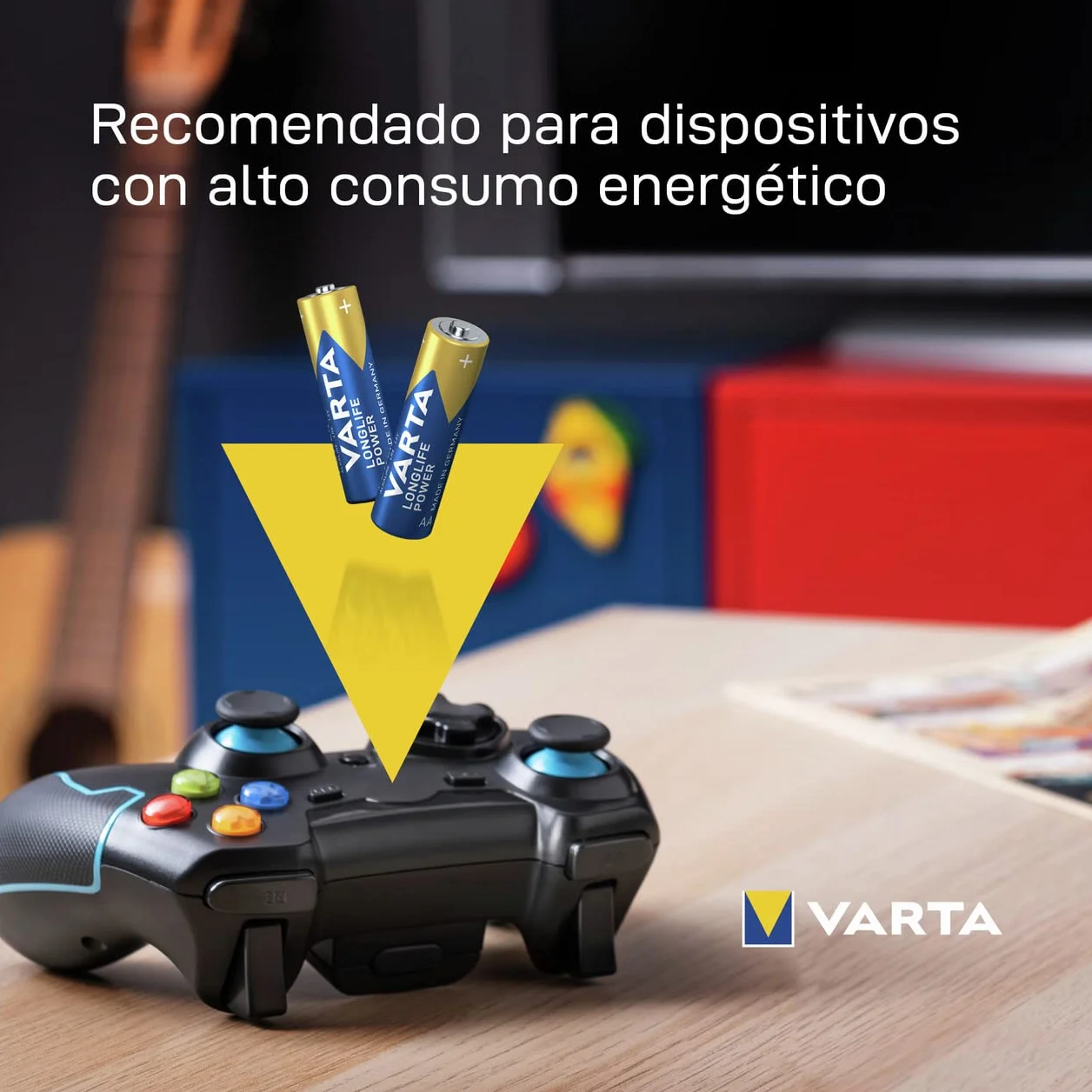 Varta Pila Longlife Power AA LR6 (paquete de 12 unidades), pila alcalina - «Made in Germany» - Adecuado para juguetes, linternas, mandos y otros aparatos que funcionan con pilas