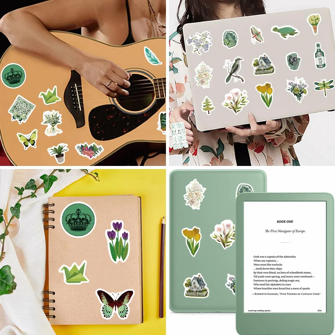 Pegatinas Aesthetic Kindle Matcha 50 Piezas Impermeables para Laptop Bicicleta Maleta