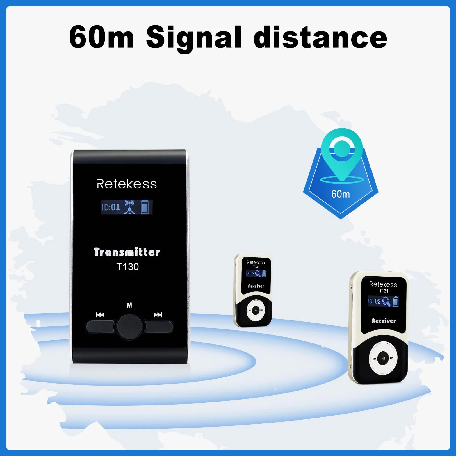 Retekess T130-T131 Sistema de Guía Turístico Inalámbrico, Sistema de Guía de Audio Whisper, 99 Canales, 60 m, Sistema de Audioguía de Entrenamiento Ecuestre, para Entrenamiento Ecuestre