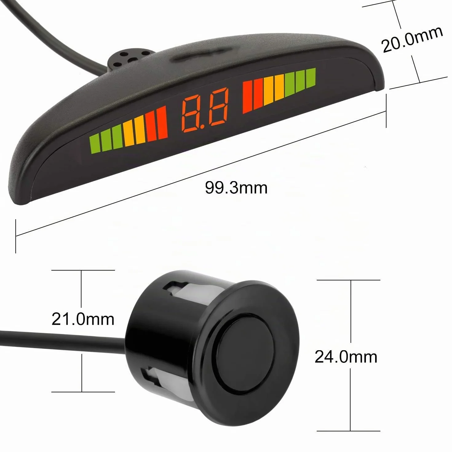 OSAN CICMOD Sensores de Aparcamiento Marcha Atras, Kit de Auto LED Display + Alarma de Sonido + 4 Sensores Negro