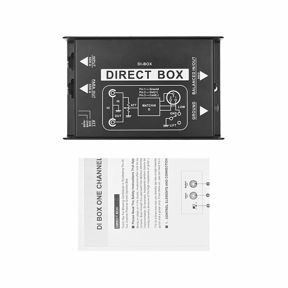 Caja DI-Box pasiva profesional de un solo canal,caja de audio de inyección directa,convertidor de señal balanceada y desequilibrada con interfaces XLR TRS para guitarra eléctrica,bajo,presentaci