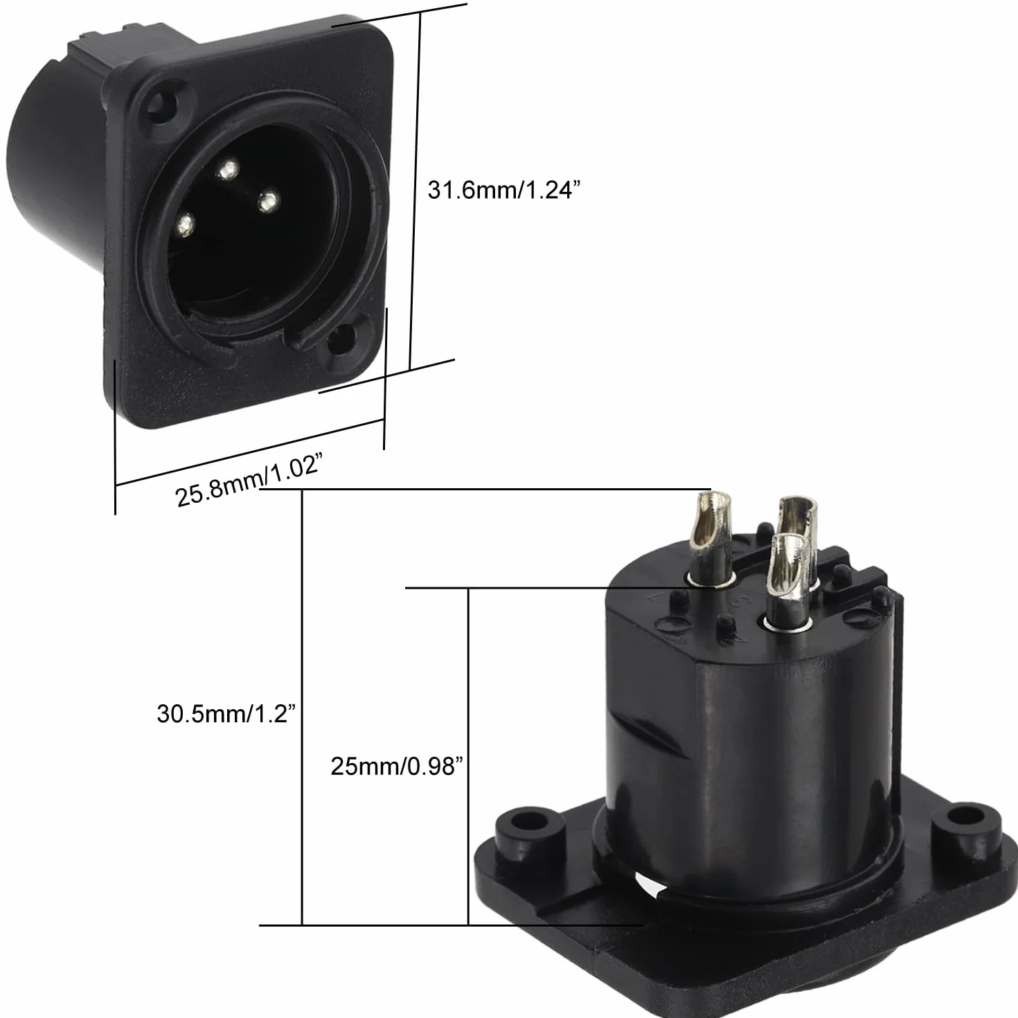 Greluma 8 Piezas Montaje panel enchufe/enchufe XLR, 3 pines conector XLR macho/hembra para micrófono, contactos cobre niquelado