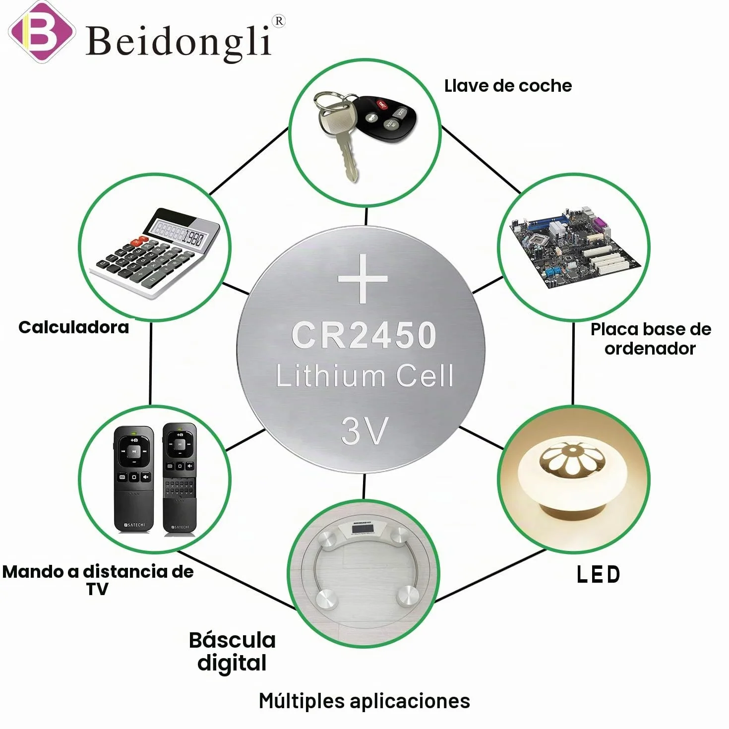 CR2450 Pilas de Botón 3V Litio 10 Piezas Batería de Litio