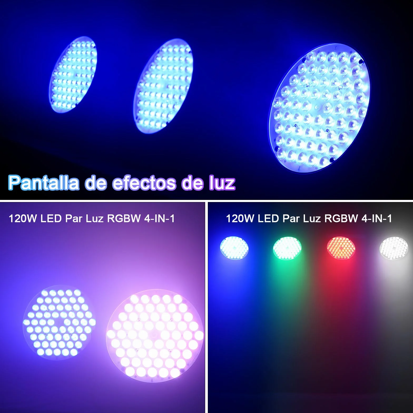 BETOPPER Luz de Escenario RGBW 4-in-1 luces dj 120W DMX LED Par Light Disco Lights DJ Sonido activado Party Lights para Iglesias, Bodas, Bandas, Drama, Club, Luces de Fiesta de Navidad LPC120 (4Pieza)