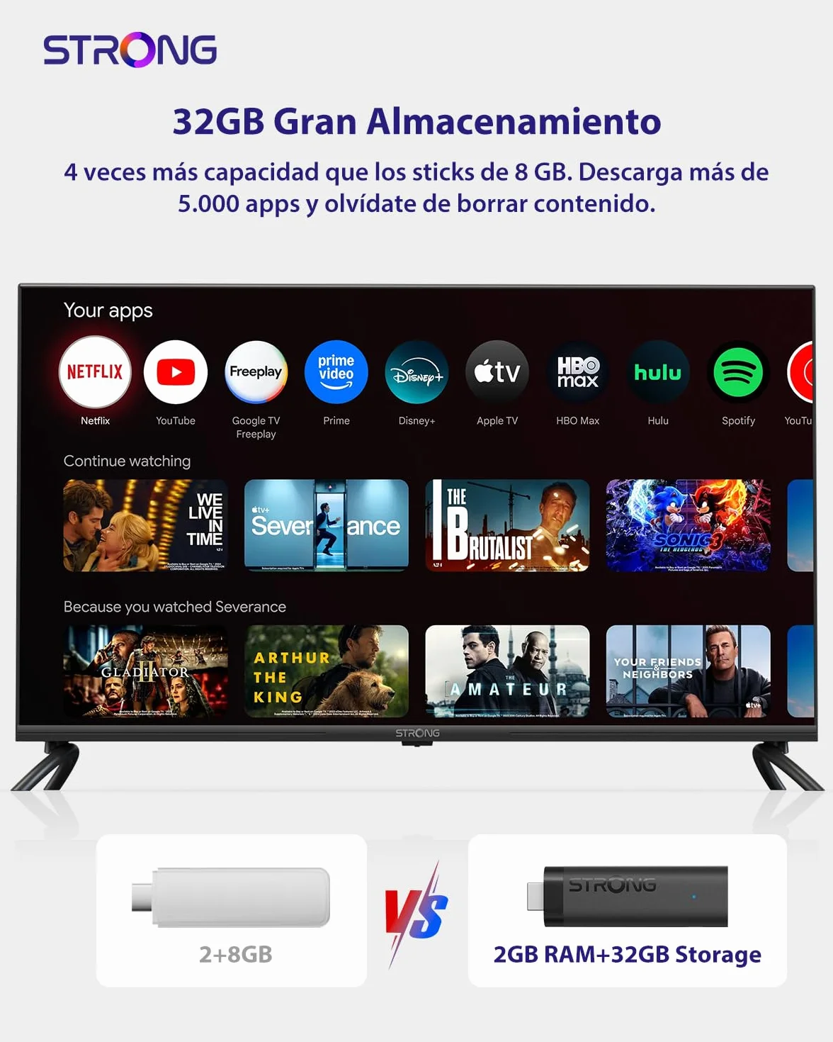 STRONG Leap-Nova-X TV Stick 4K UHD 2GB RAM 32GB Android 14 HDMI 2.1 Wi-Fi 6 Dolby Vision HDR10+