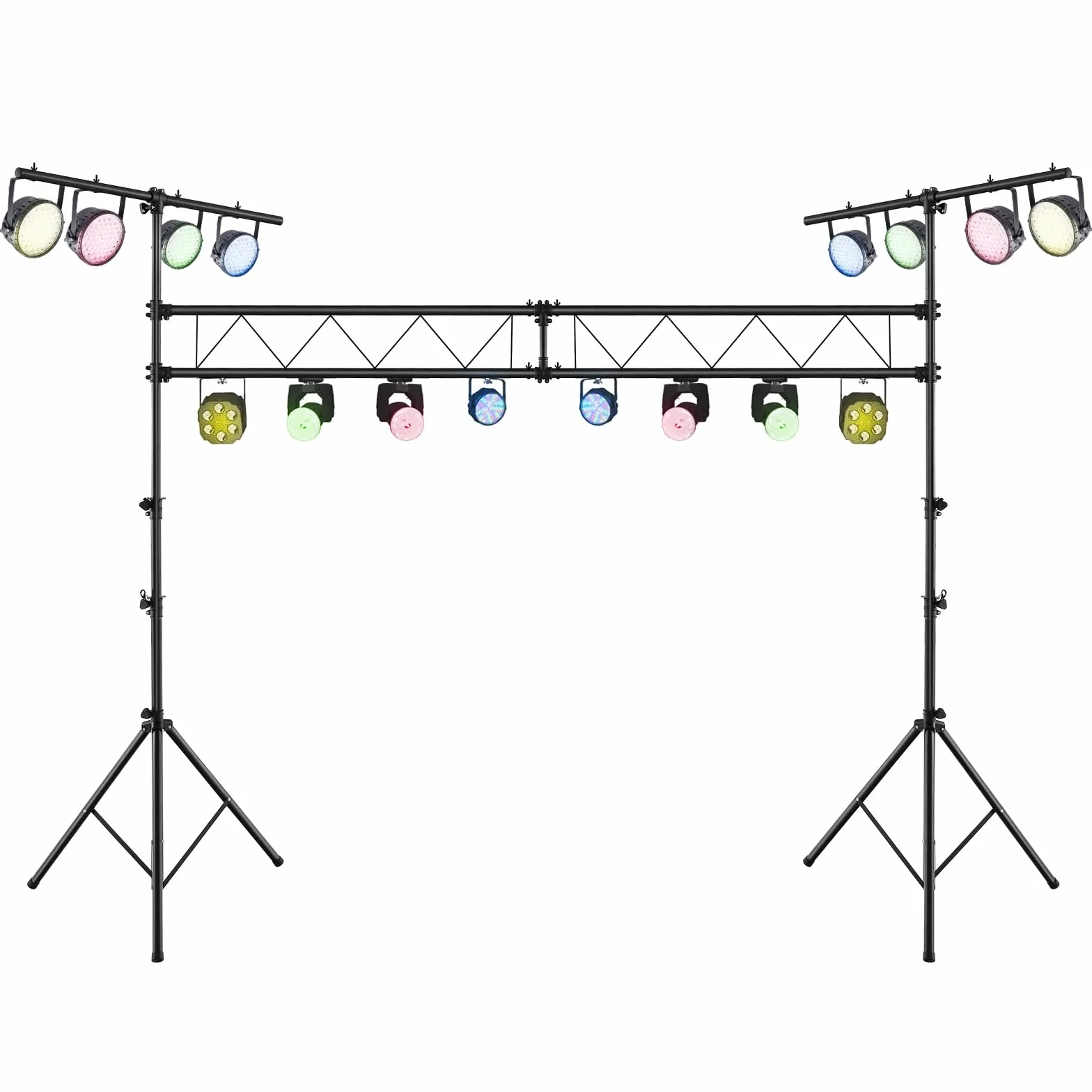 COSTWAY Soporte de Luz Profesional de Metal, Ajuste de Altura 180-350 cm, Soporte de Luces LED con Barras Extensibles, 32 Puntos de Montaje, Truss para Bandas, Salones de Fiestas, DJs