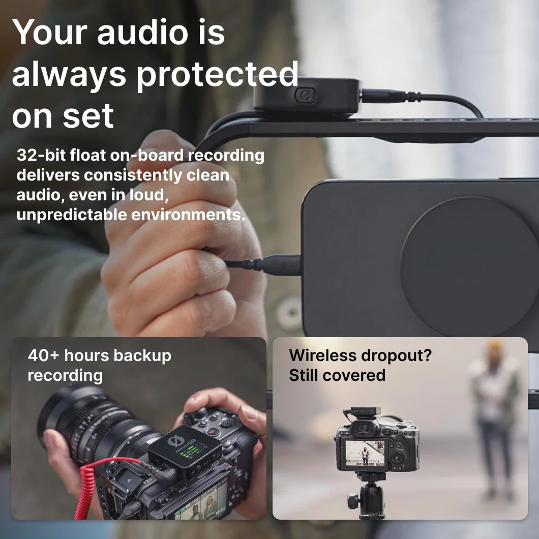 RØDE Wireless PRO Sistema de micrófono inalámbrico compacto con timecode, grabación interna 32 bits flotante, 2 micrófonos lavalier y estuche de carga inteligente para vídeo y contenido