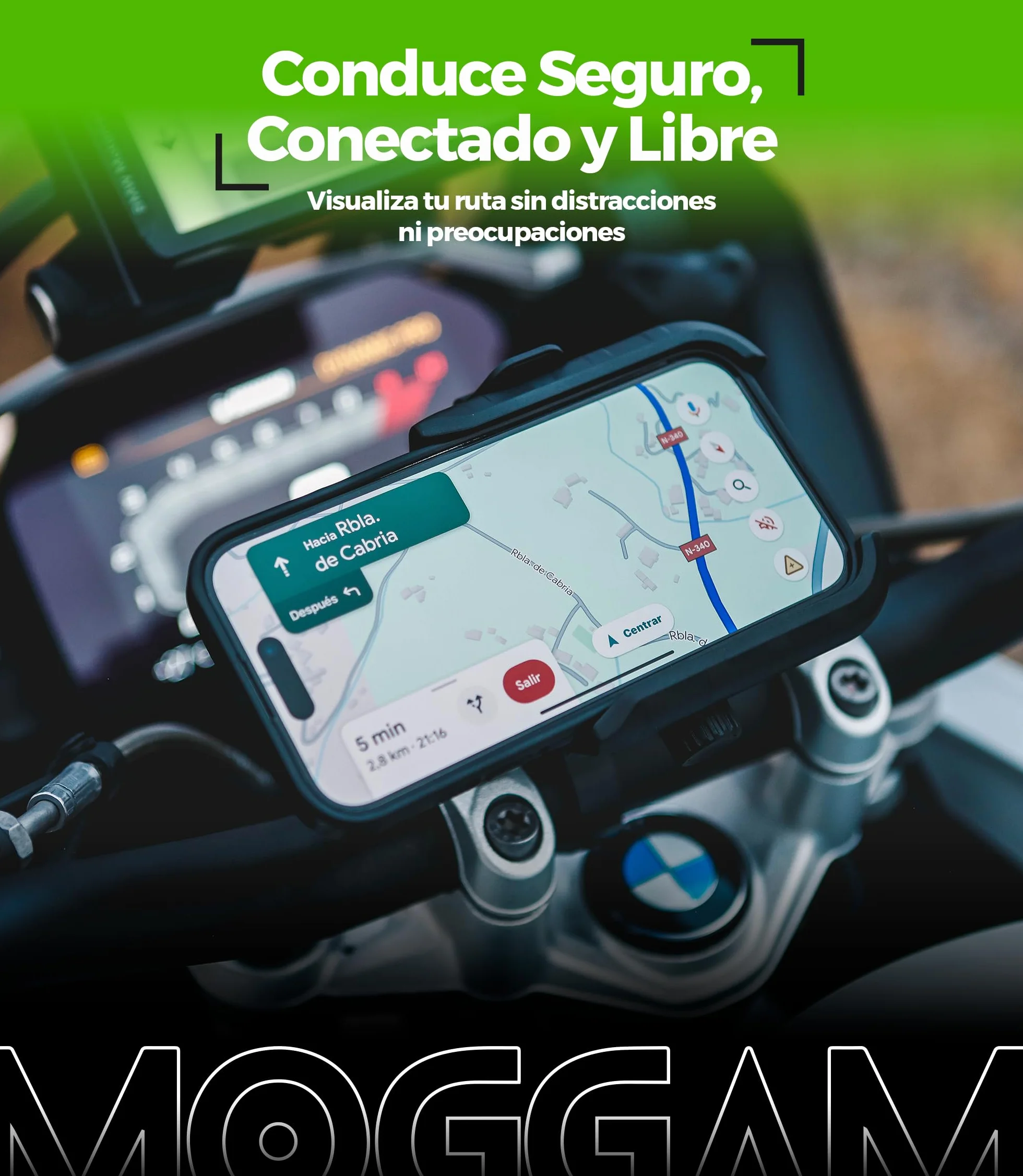 Soporte Móvil Moto Antivibración Aluminio CNC Liberación Rápida Rotación 360° Montaje Manillar 22-32mm Espejo 12-14mm Compatible Scooter Bicicleta