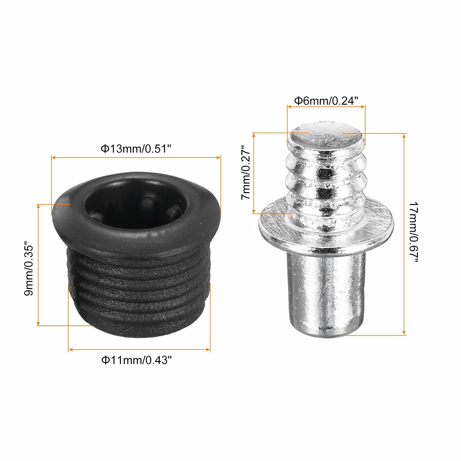 QUARKZMAN Guías de Rejilla de Altavoz Plástico Metal Negro 6mm x 11mm 20 Pares
