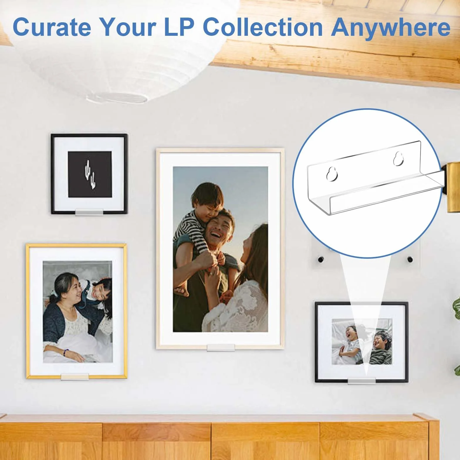 6 Piezas Soporte Vinilos Pared, 4" Transparente Soporte De Pared para Discos De Vinilo para Colecciones CDS, Estante de Acrílico para Discos