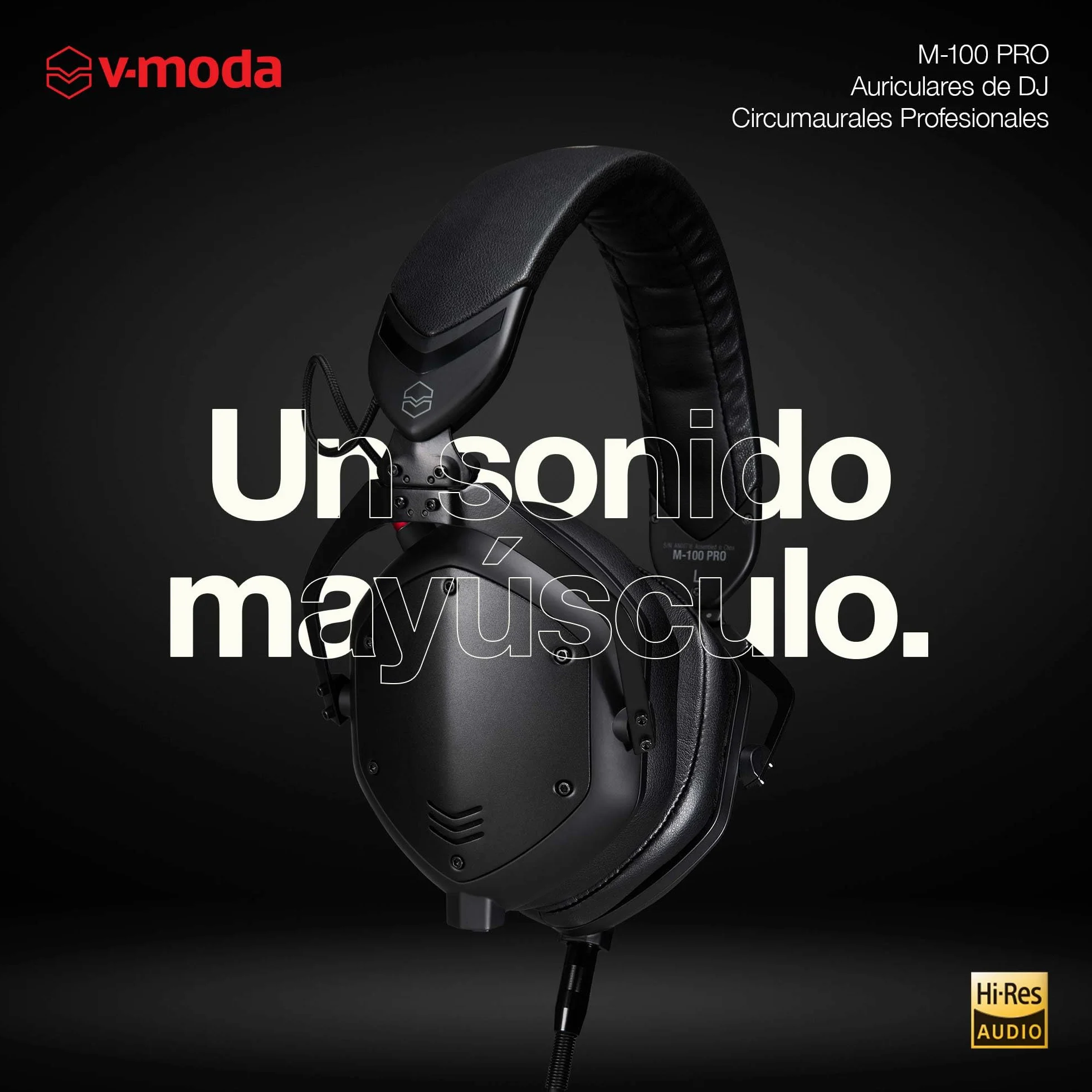 V-Moda M-100 PRO | Auriculares de DJ circumaurales profesionales | Diseñados para DJ profesionales y música rítmica | Aislamiento sonoro superior | Escucha por un oído | Confort duradero