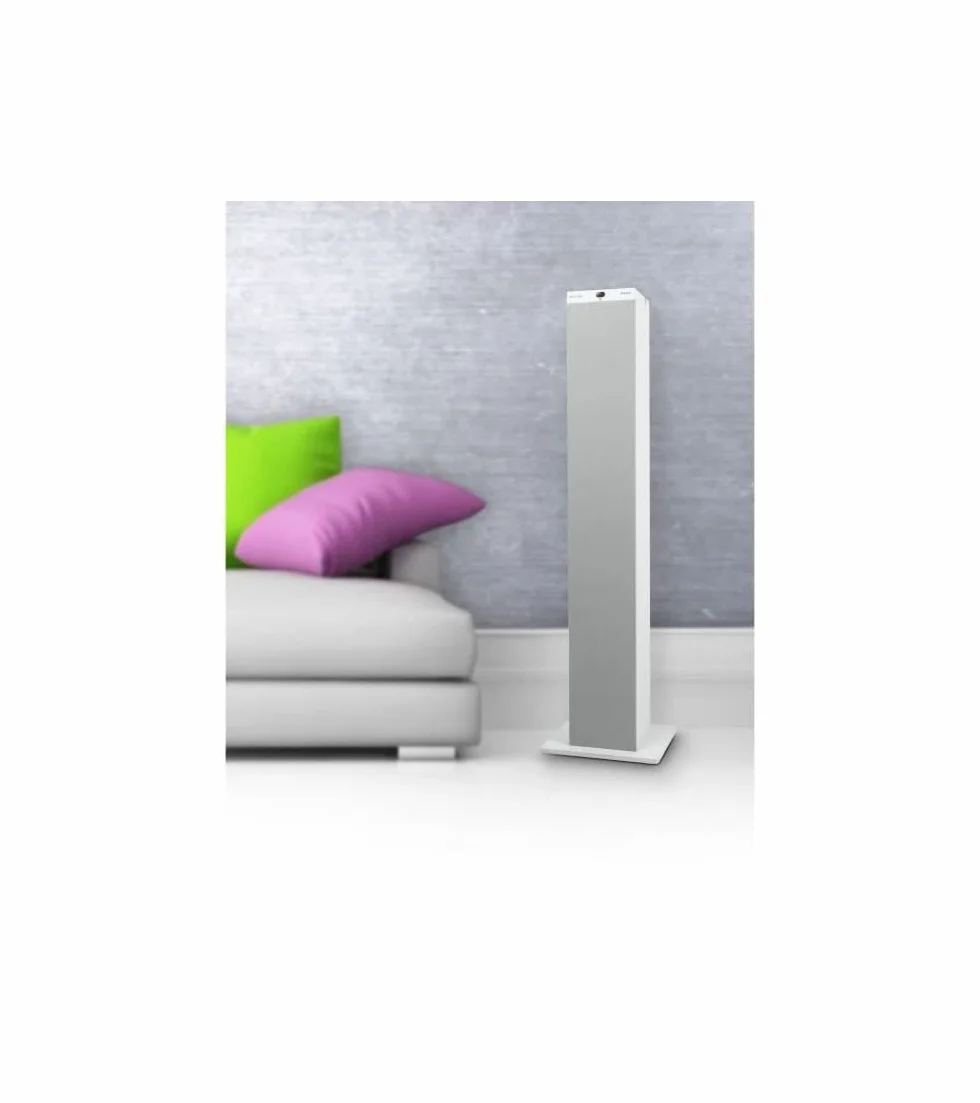 Muse M-1250 BTW - Torre de Sonido Bluetooth con Radio PLL FM - 100W - 20 Estaciones almacenables - Subwoofer Integrado - Blanco