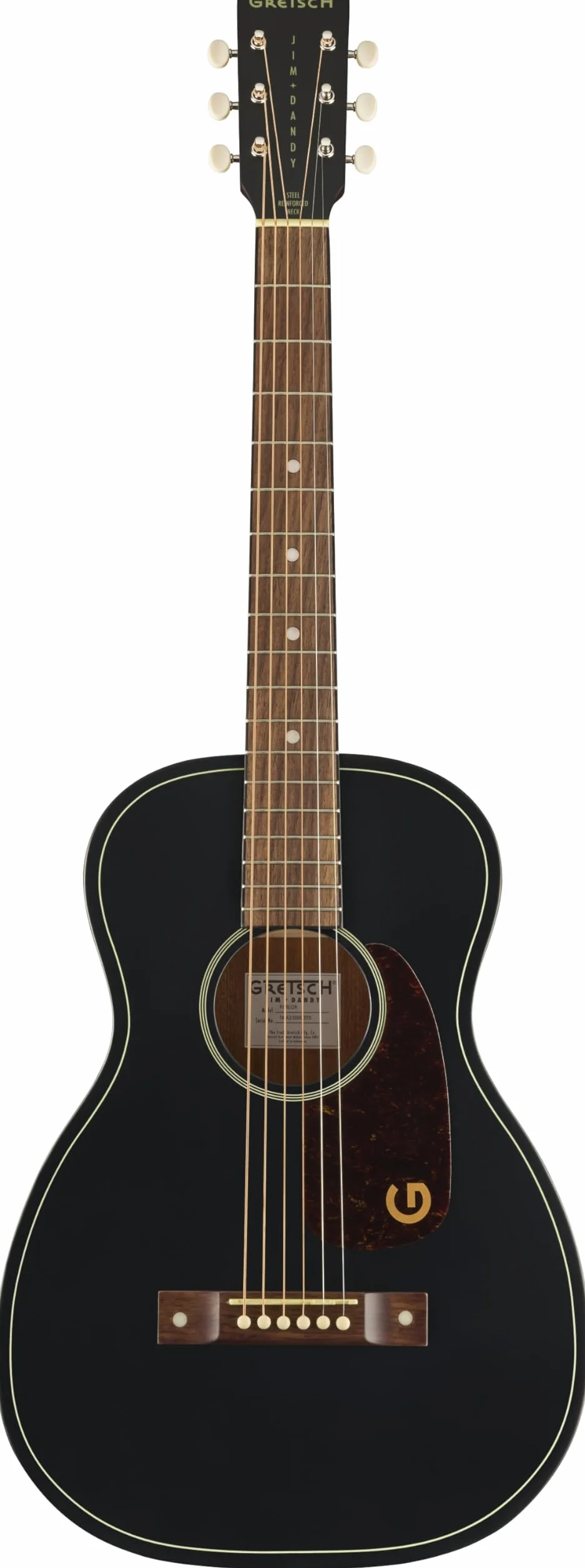 Gretsch Jim Dandy Deltoluxe Parlor Acoustic Guitar, Walnut Fingerboard, Tort Pickguard, Black