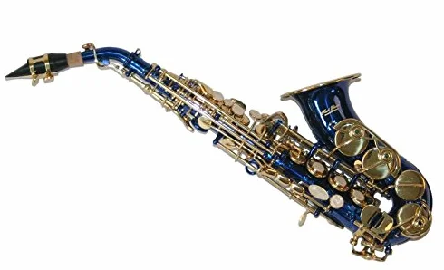 Saxofón Soprano, curvada, Azul/Oro, con maletín