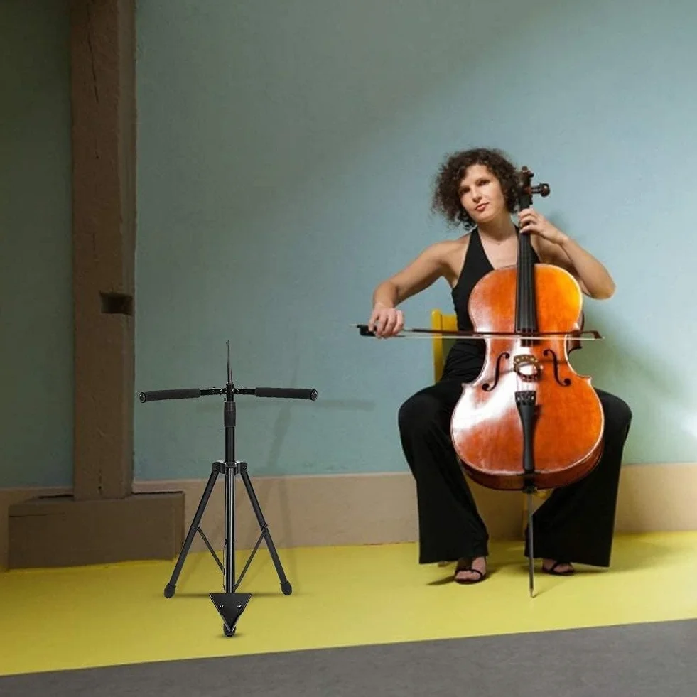 Ejoyous Soporte para Violonchelo y Violín, Plegable Trípode de Altura Ajustable, Acero Inoxidable, 4/4