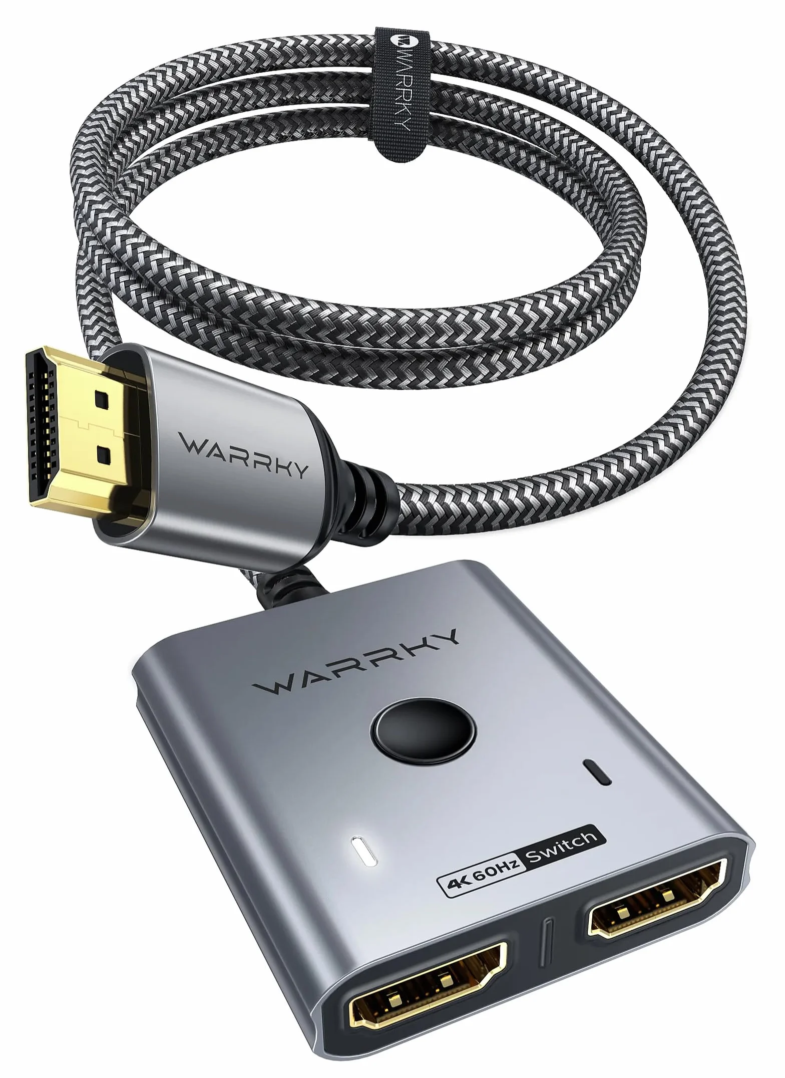 WARRKY HDMI Splitter Bidireccional 2x1 4K@60Hz Aluminio Cable Nailon 1m HDR HDCP 2.2