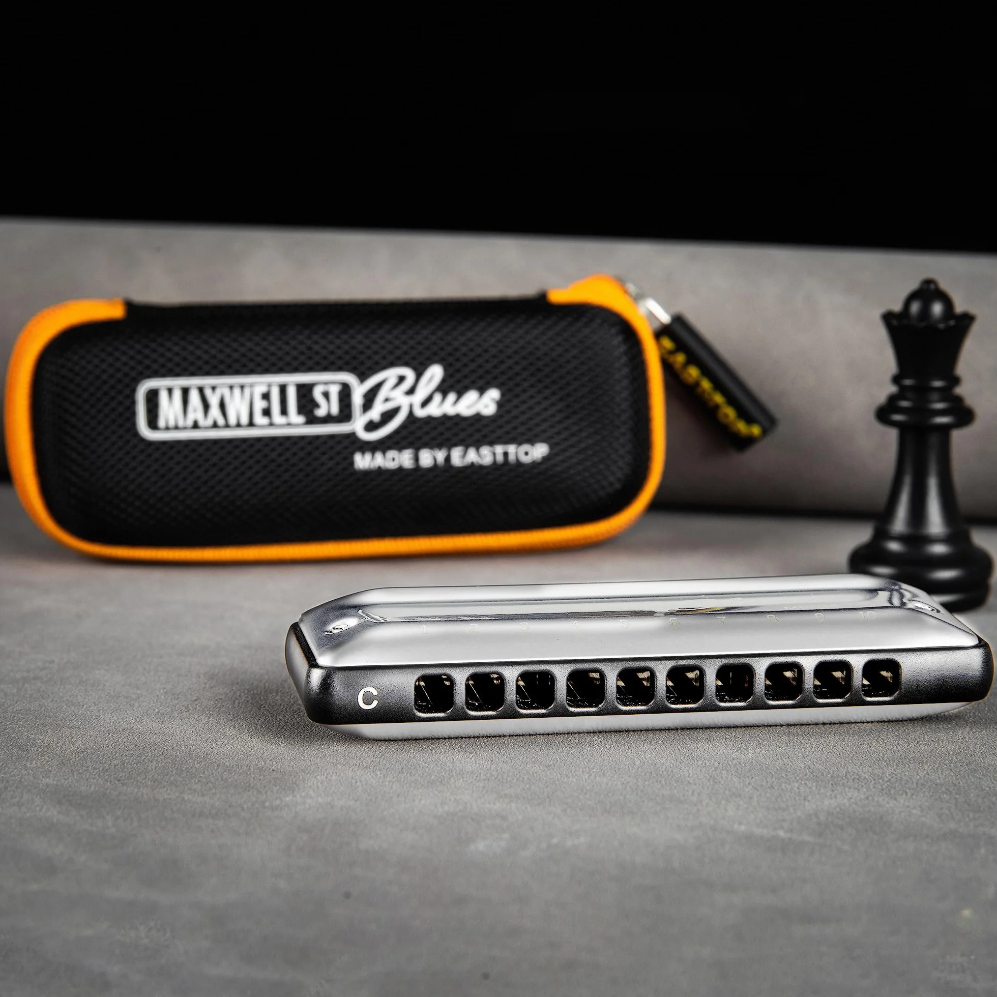 East parte superior Harmonica, armónica avanzada de sobresoplado y flexión, órgano de boca de arpa azul de 10 agujeros con cubierta plateada, armónicas azules para adultos, profesionales y estudiantes