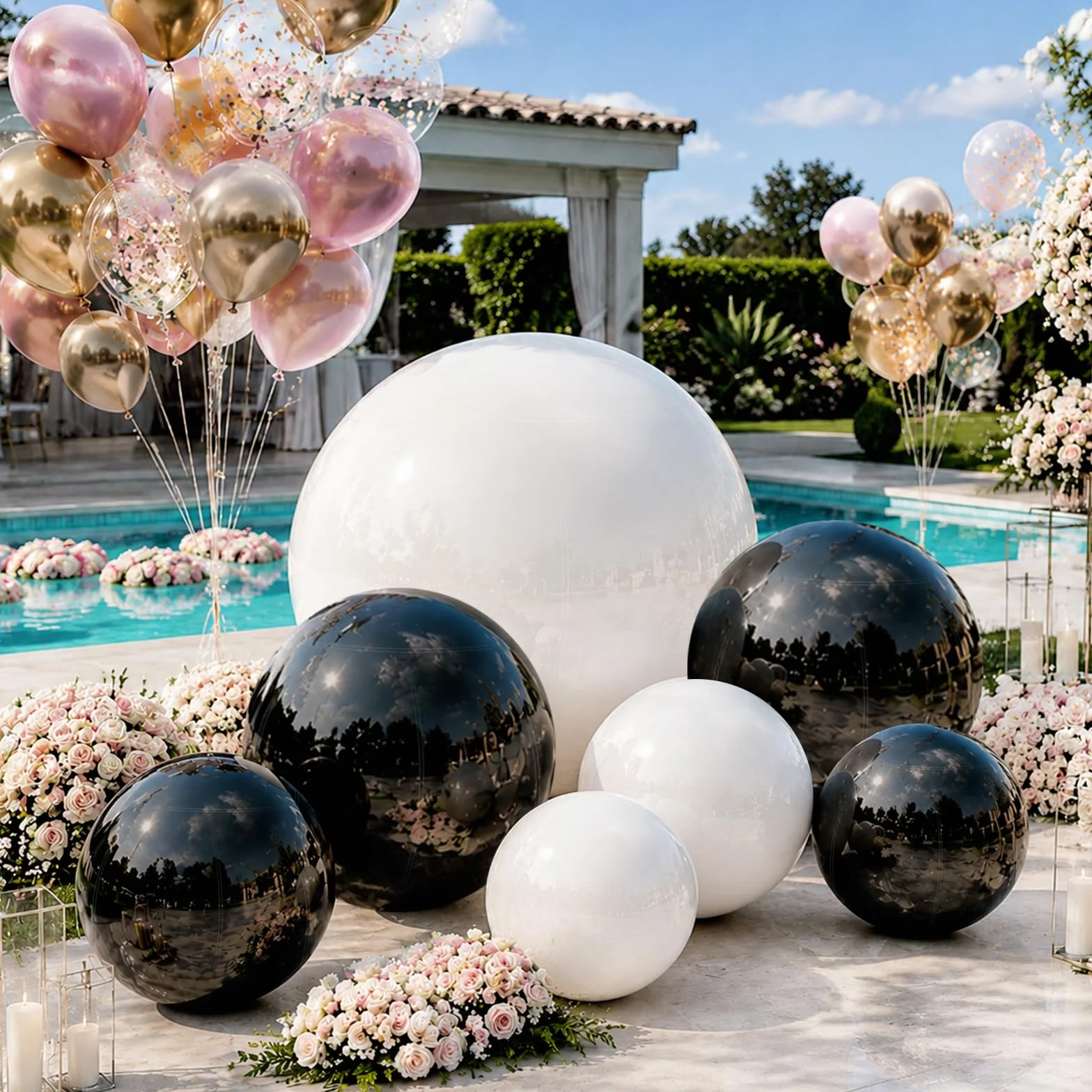 Bola de espejo hinchable (100 cm, bolas grandes, brillantes, decoración navideña