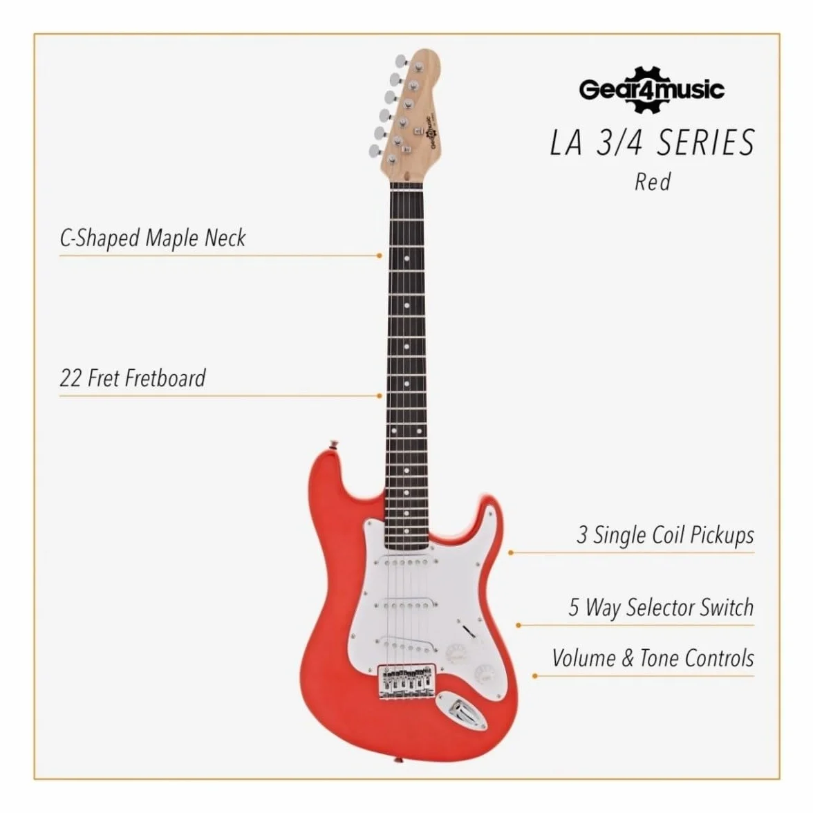 Guitarra eléctrica 3/4 LA Miniamp Pack Rojo