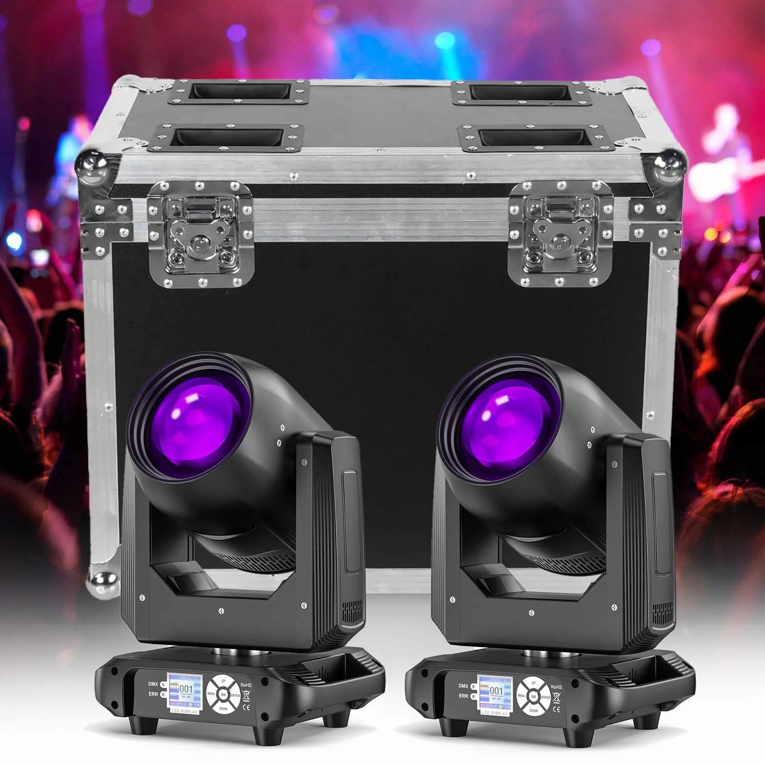 61 * 33.5 * 61cm Flight case puede cargar 2 piezas de cabeza móvil LED luces de escenario, fácil de almacenar y transportar y proteger las luces de fiesta
