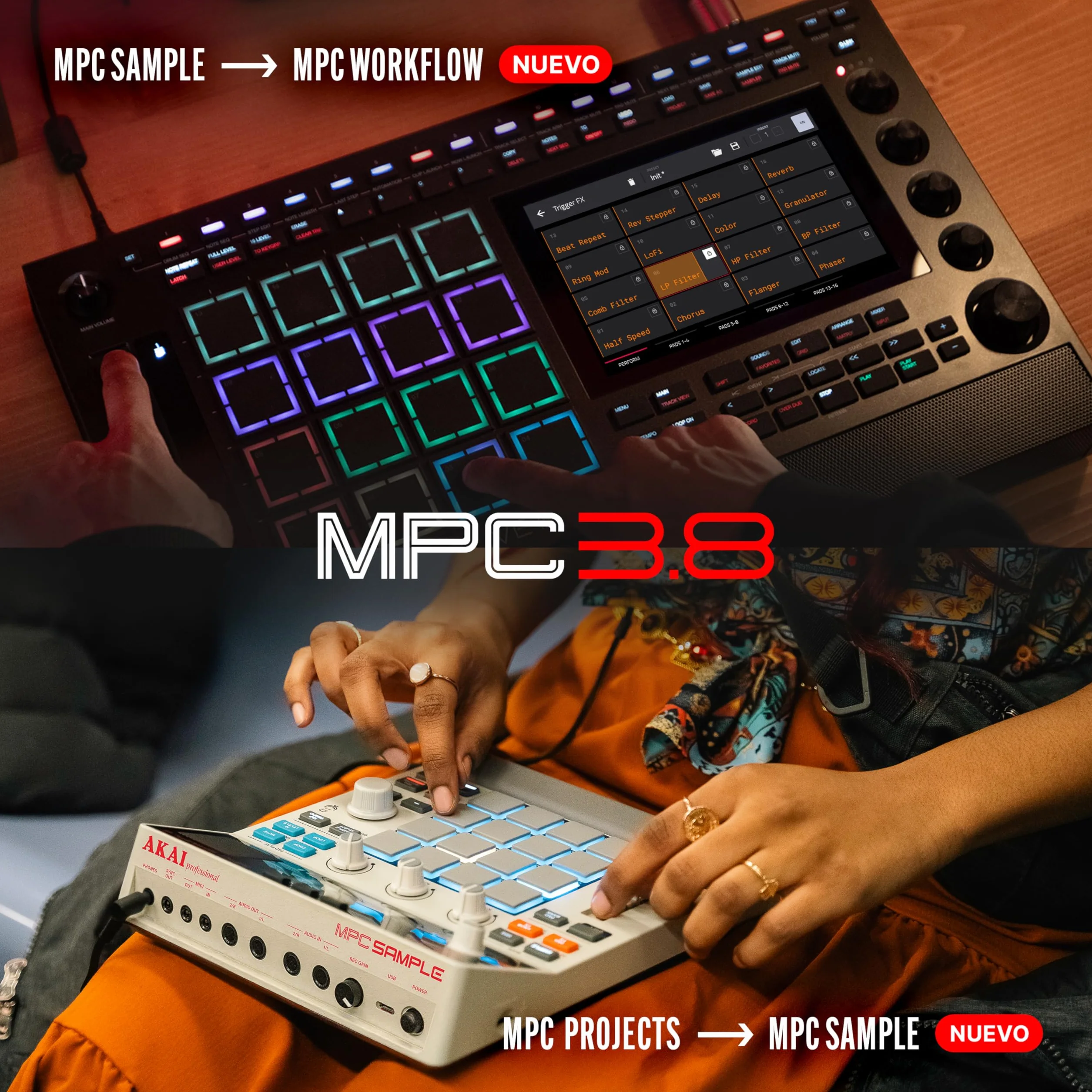 Akai Professional MPC Live III Centro de Producción Musical portátil y Autónomo con Pads MPCe, Secuenciador, Pantalla táctil, Micrófono, Altavoces, Interfaz de Audio, Wi-Fi, Bluetooth, Batería