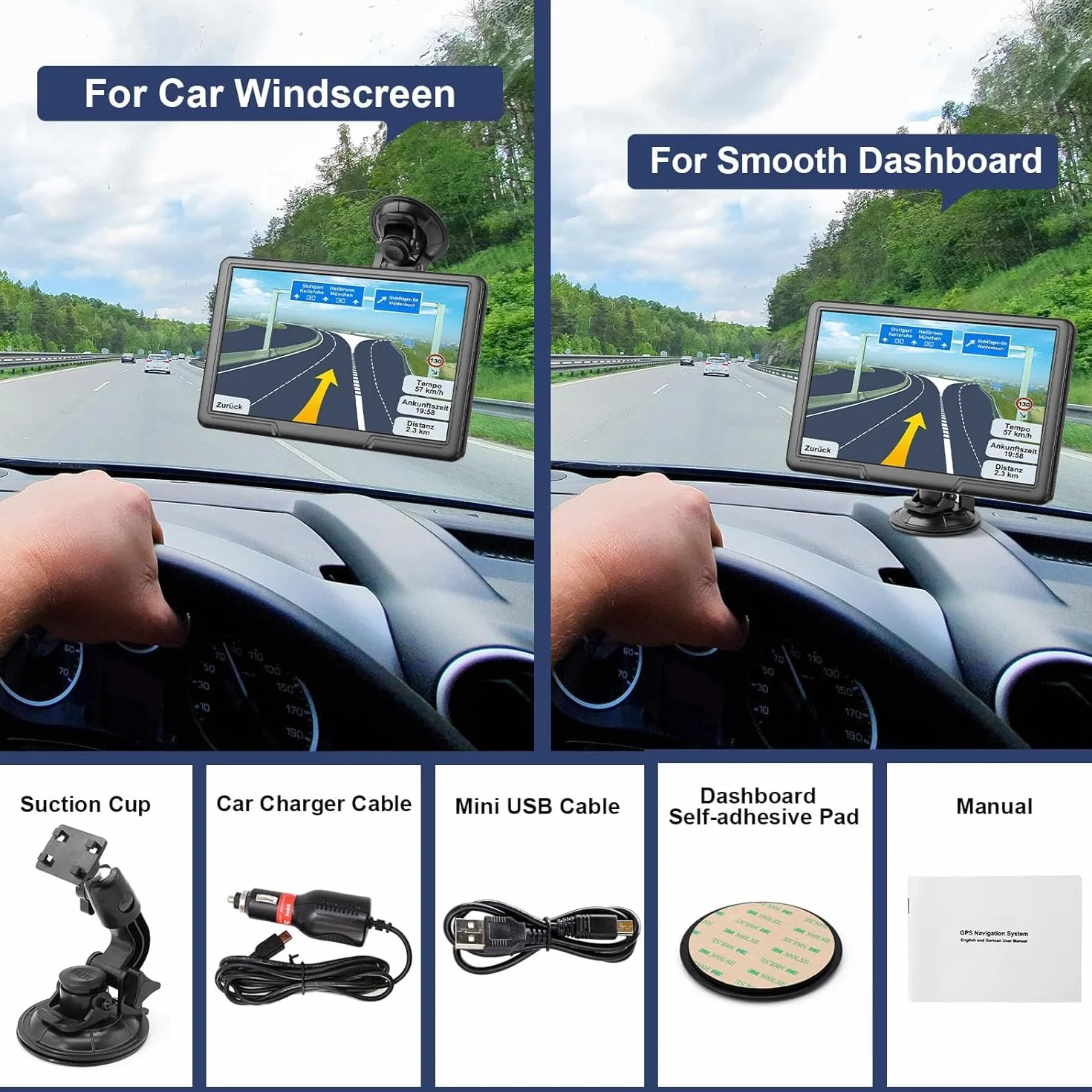 9 Pulgadas GPS Coche,GPS Camiones Profesional,Navegador GPS Coche,para Camiones y Coches,Actualizaciones de Mapas de Europa para Toda la Vida