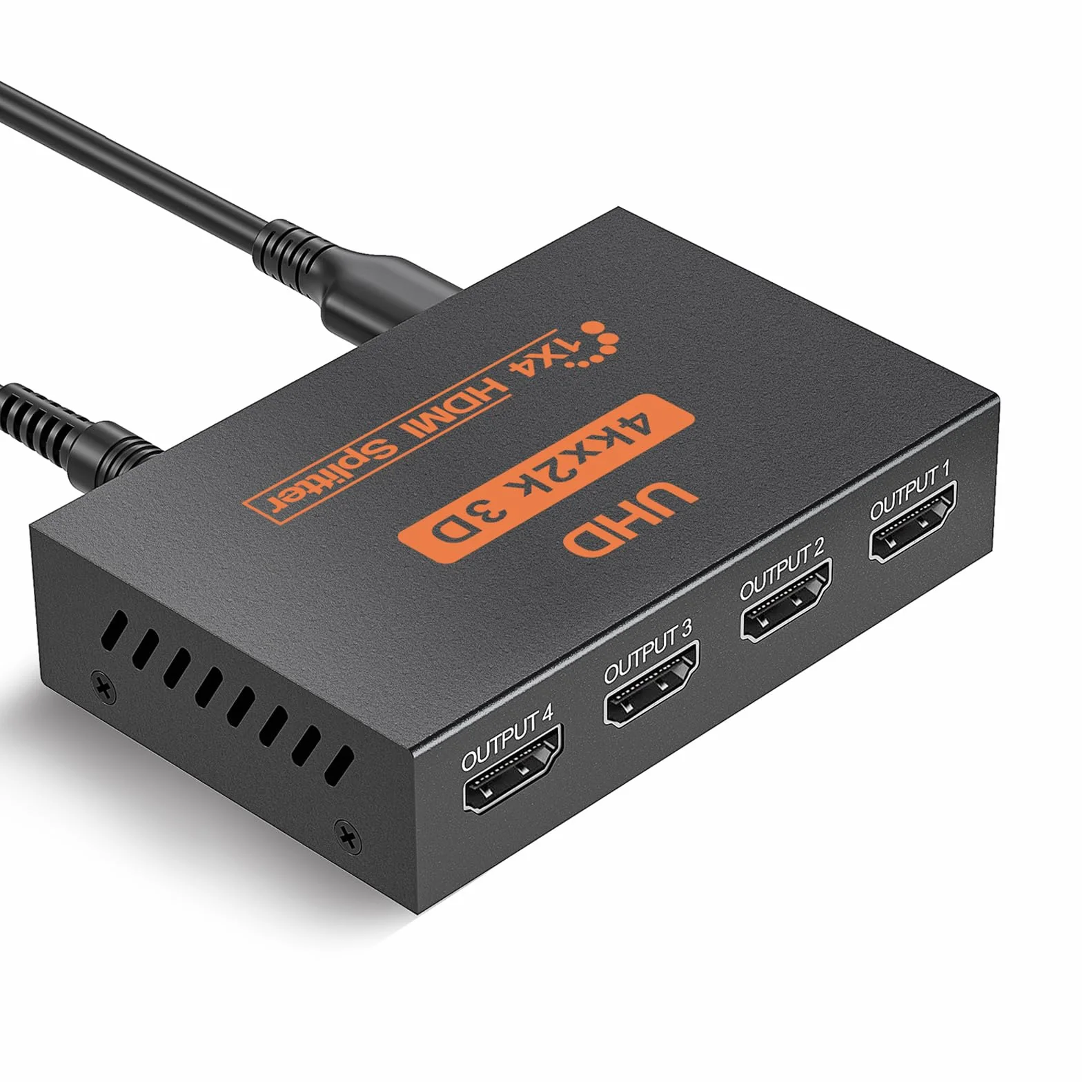 L'Puluva HDMI Splitter 1 in 4 out, Splitter 4K para 4 Monitores, Distribución 4 Vías, Adaptador HDMI Múltiple para PC, Laptop, HDTV, Proyector, 1 Entrada 4 Salidas, Solo Espejo, Sin Extender