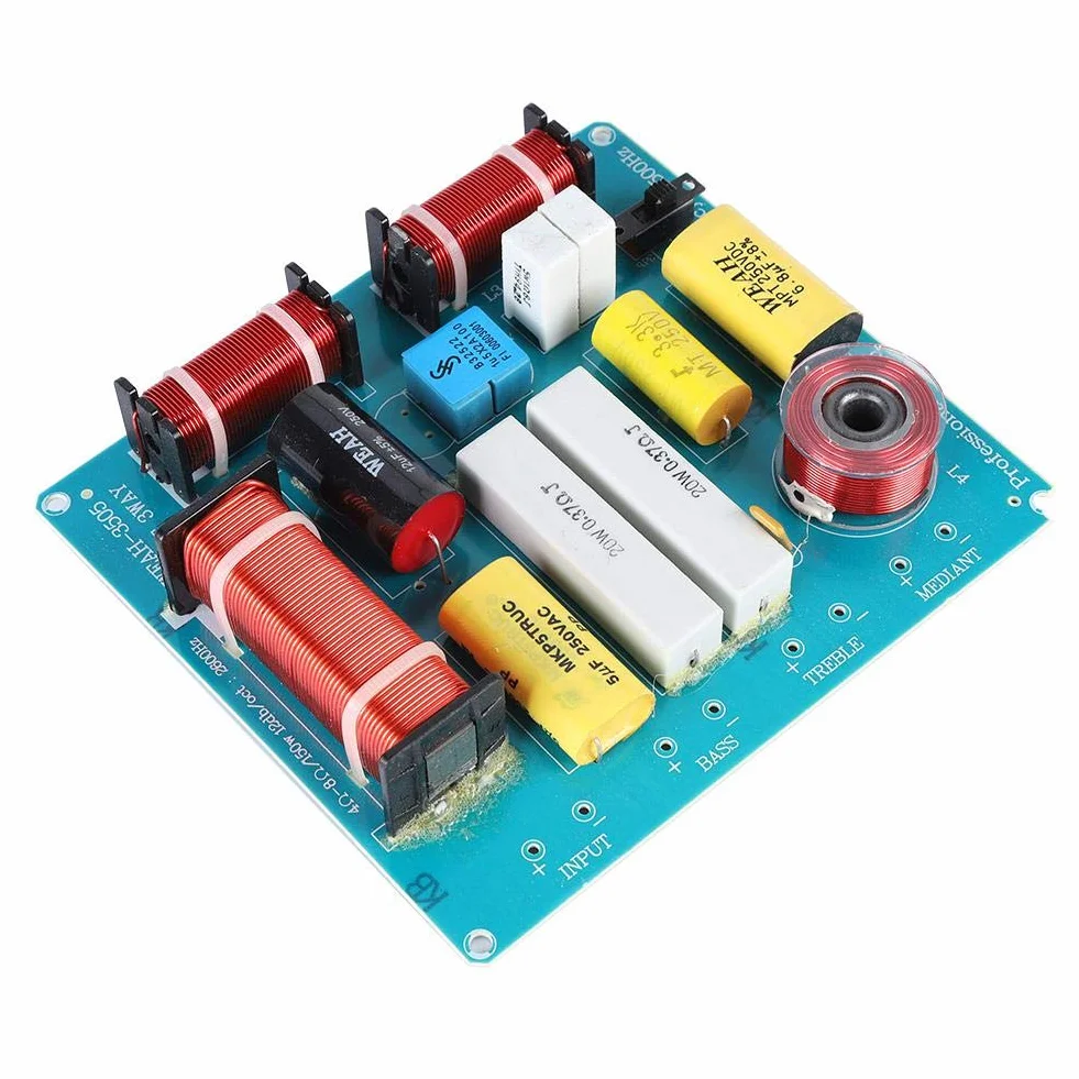 Divisor de frecuencia Crossover 3 vías Altavoz Filtro Audio 300W para DIY KTV