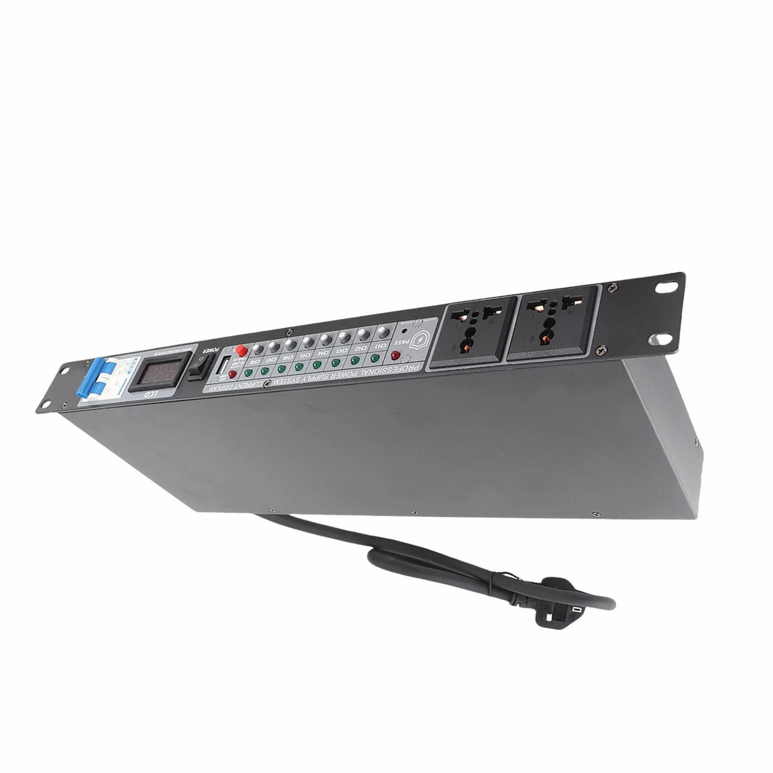 Acondicionador de Secuenciador de Potencia de 10 Salidas, Controlador de Fuente de Alimentación para Equipos de Audio y Video Profesional con Pantalla Digital Clara para Configuración de