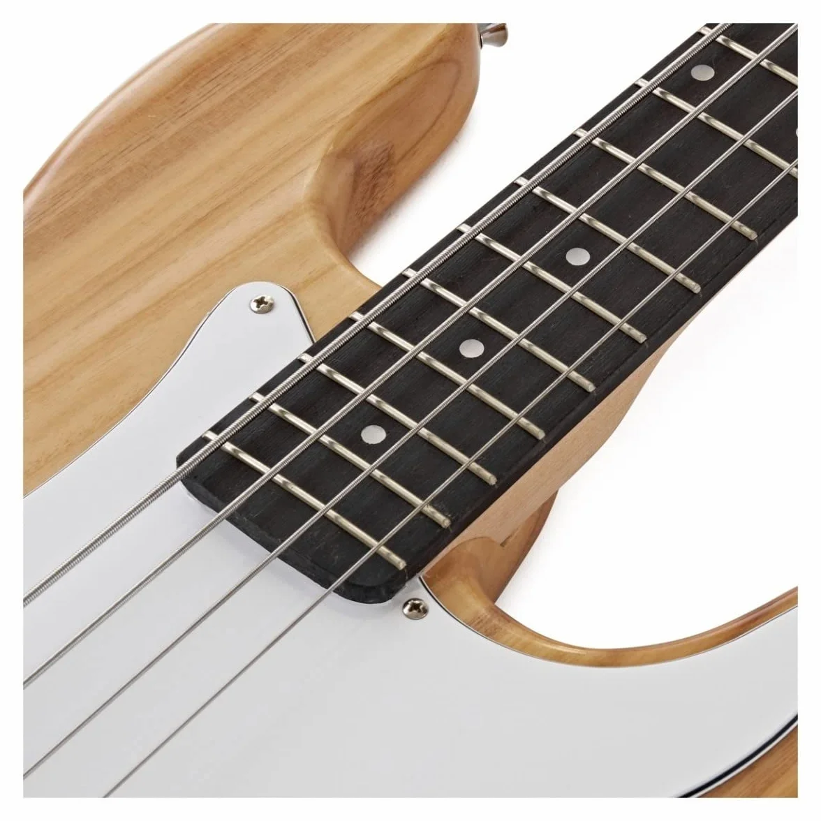 Gear4music Guitarra de bajo Full Size con funda de transporte Correa de cable LA Natural