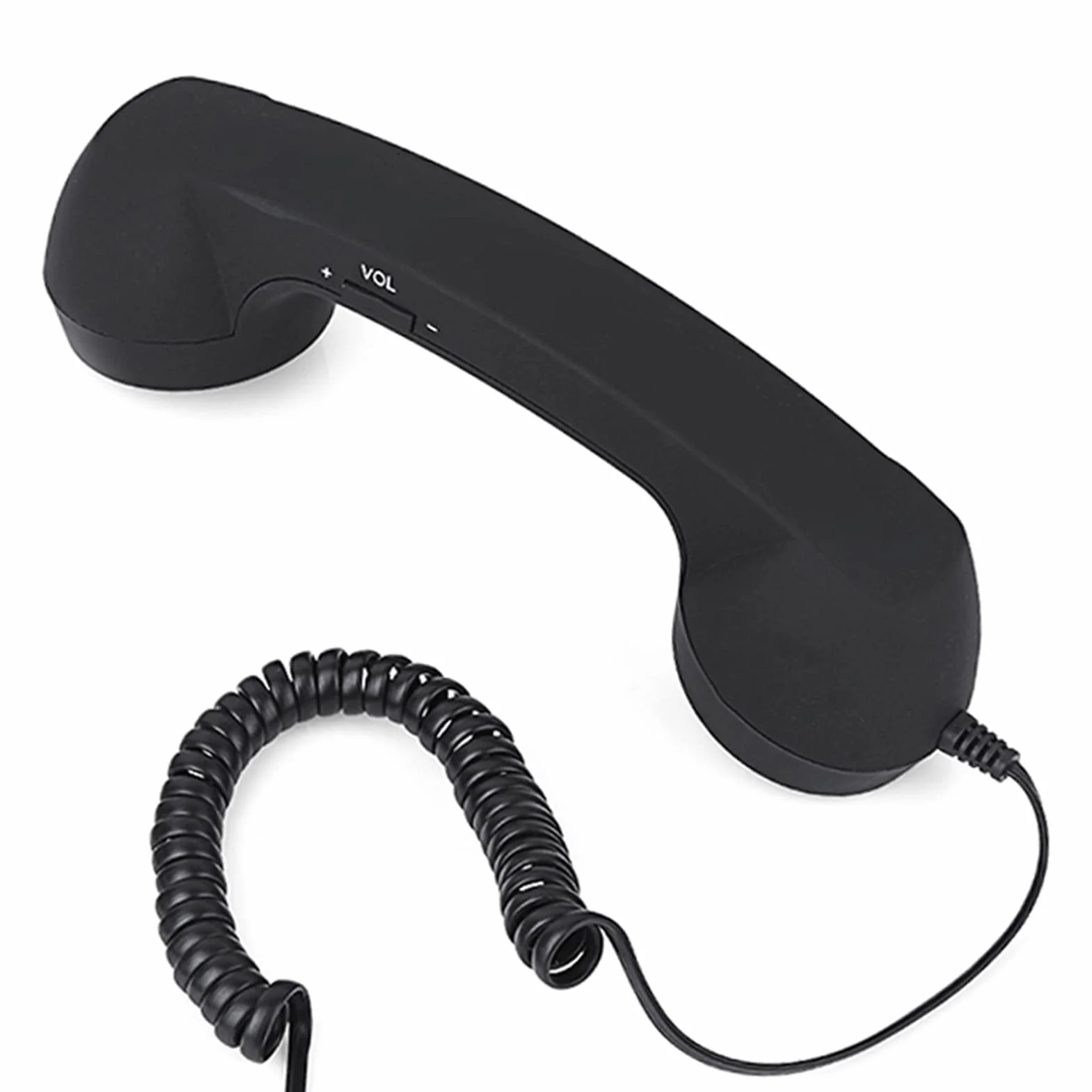 Auriculares retro de 3,5 mm, receptor de teléfono con cable y micrófono para teléfono móvil, color negro